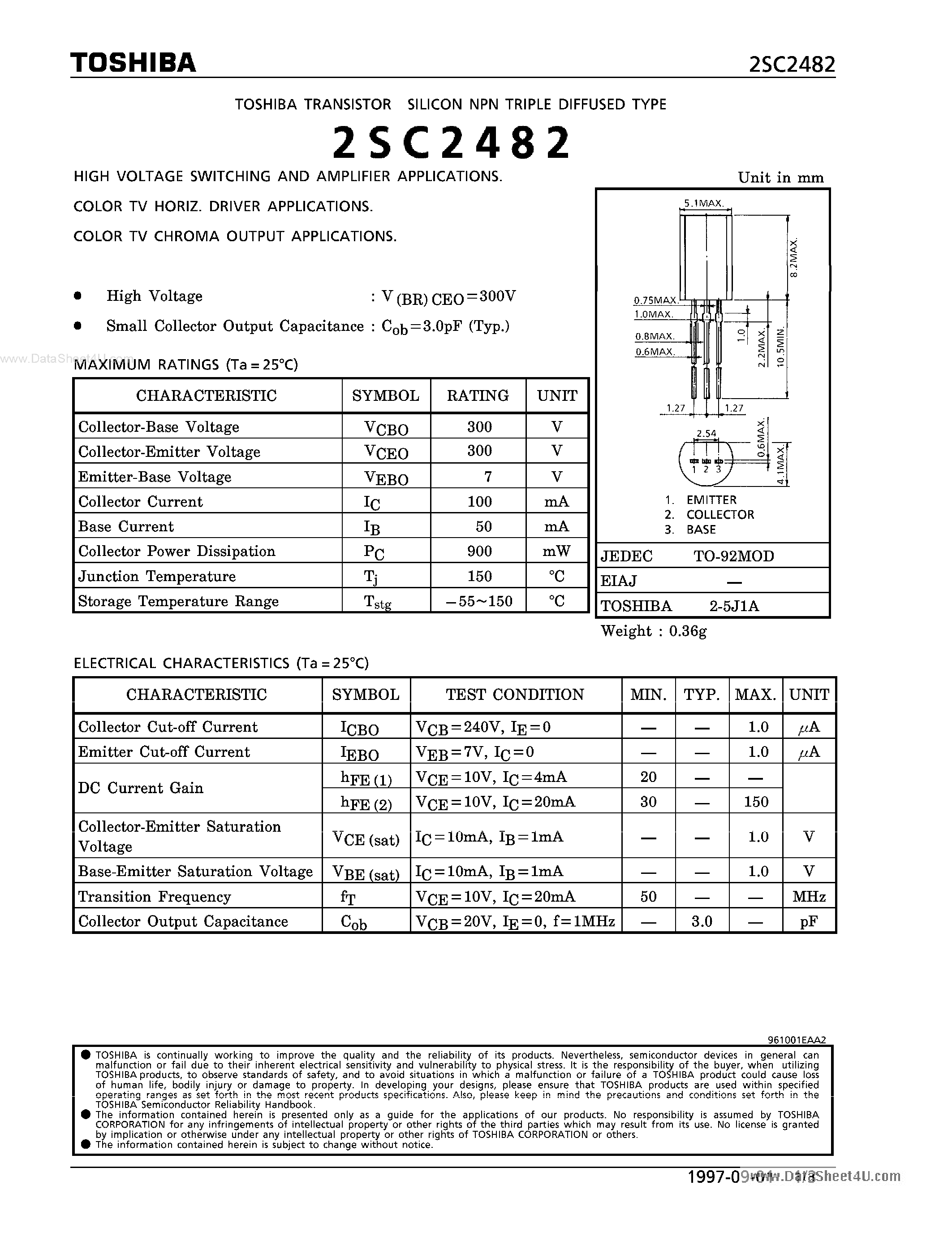 Datasheet C2482 page 1 Datasheet C2482 - Search -----> 2SC2482 page 1