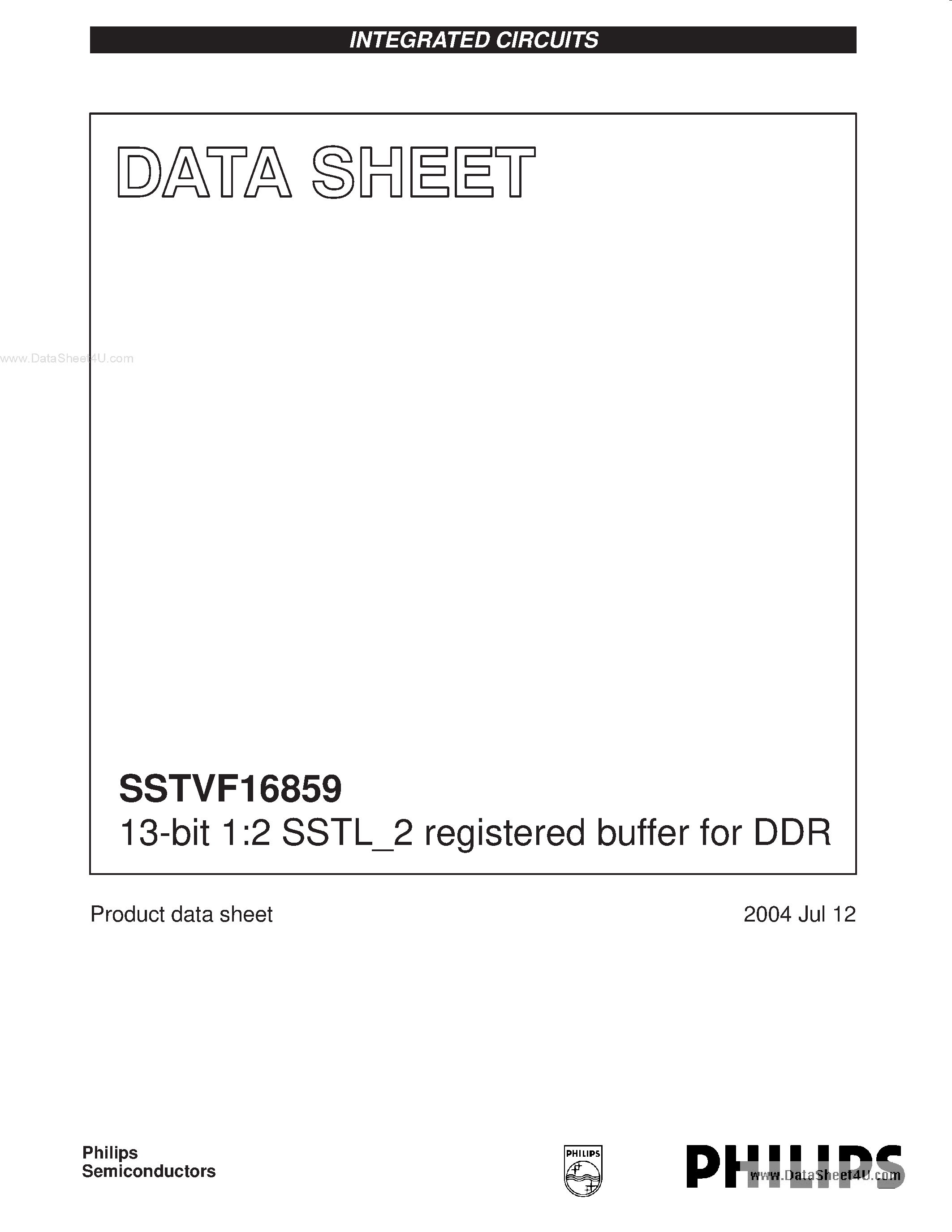 Datasheet SSTVF16859 - 13-bit 1:2 SSTL_2 registered buffer page 1