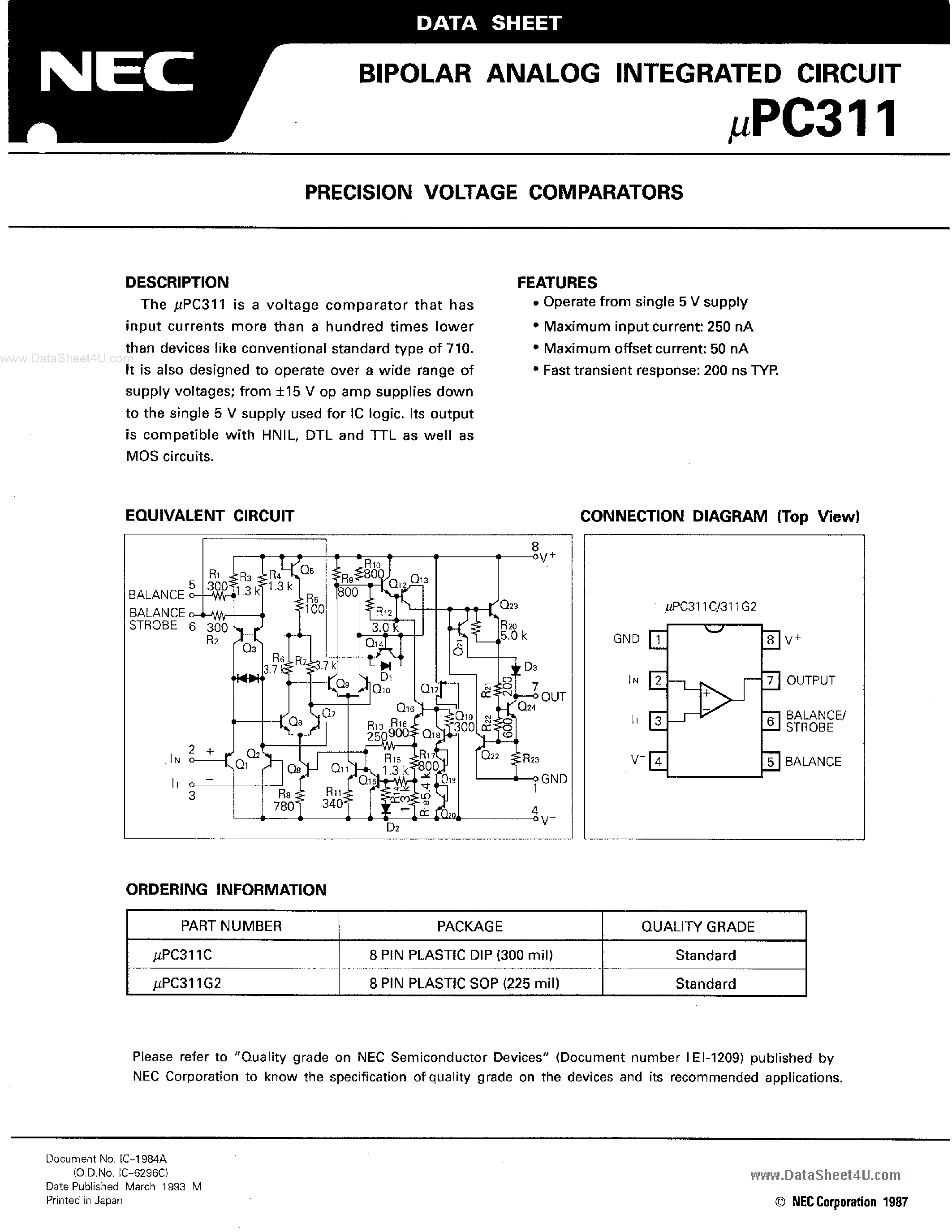 Datasheet C311C page 1 Datasheet C311C - Search -----> UPC311C page 1