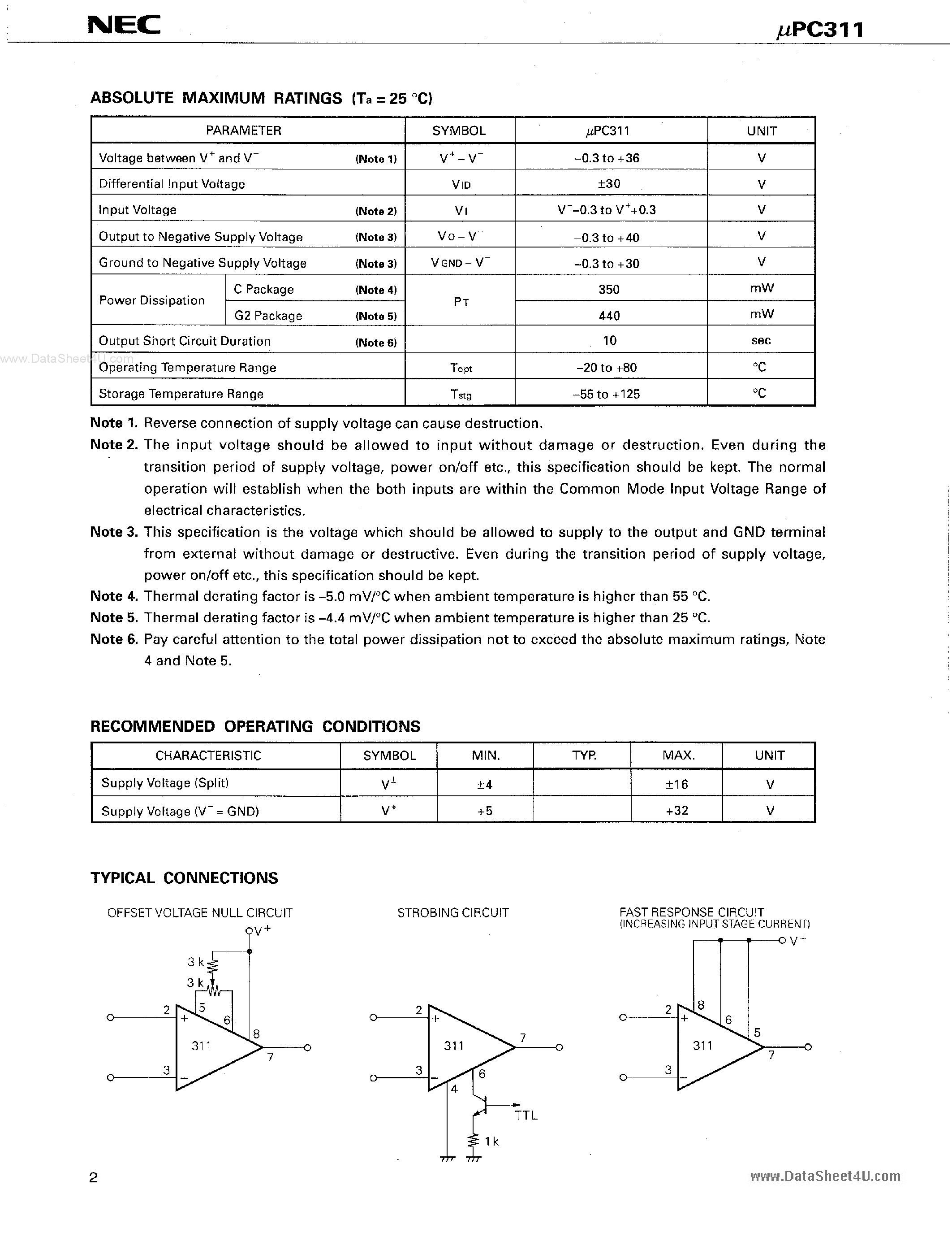 Datasheet C311C page 2 Datasheet C311C - Search -----> UPC311C page 2
