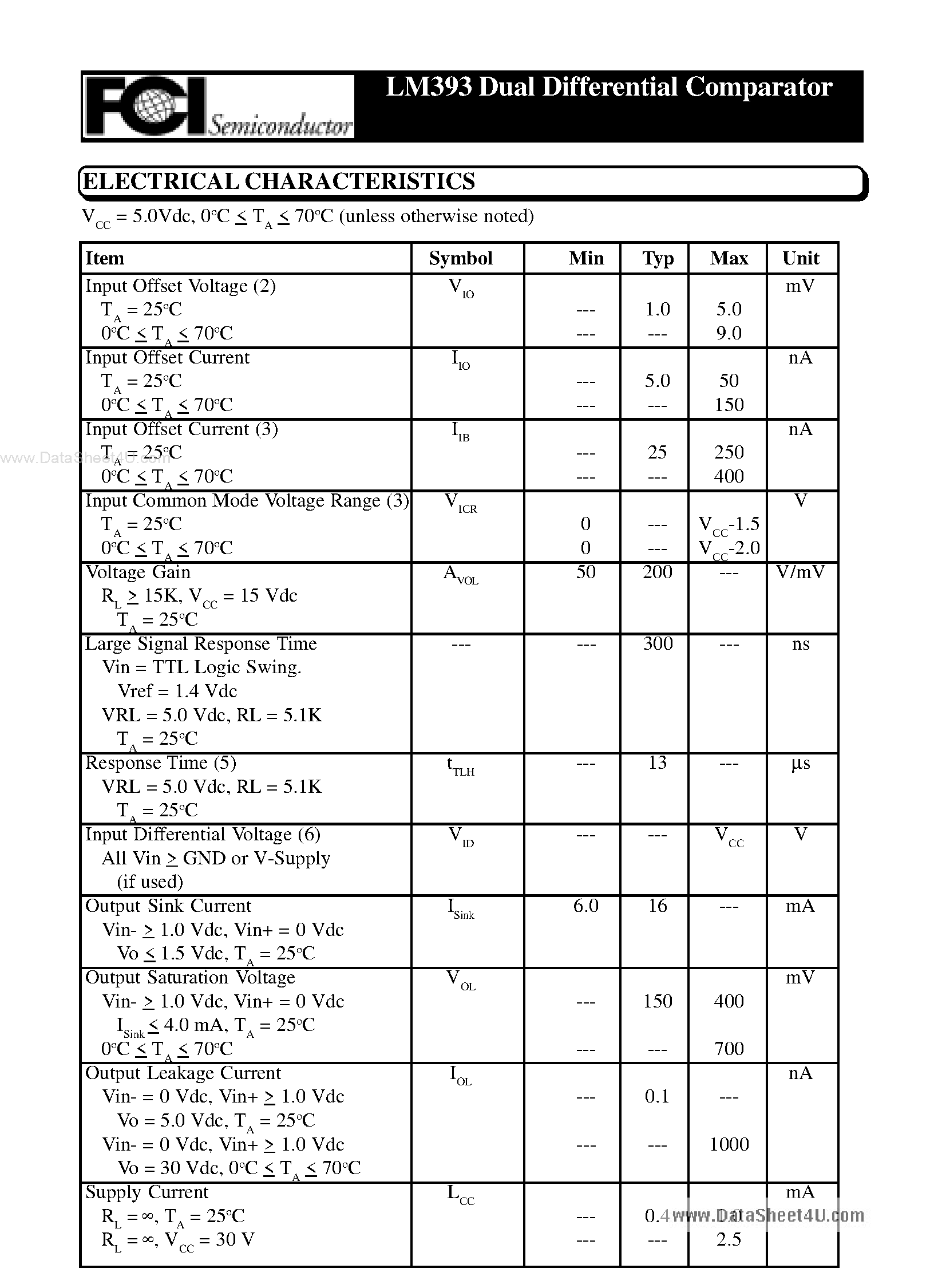 Даташит на микросхему LM393 страница 2 Даташит LM393 - Dual Differential Comparator страница 2