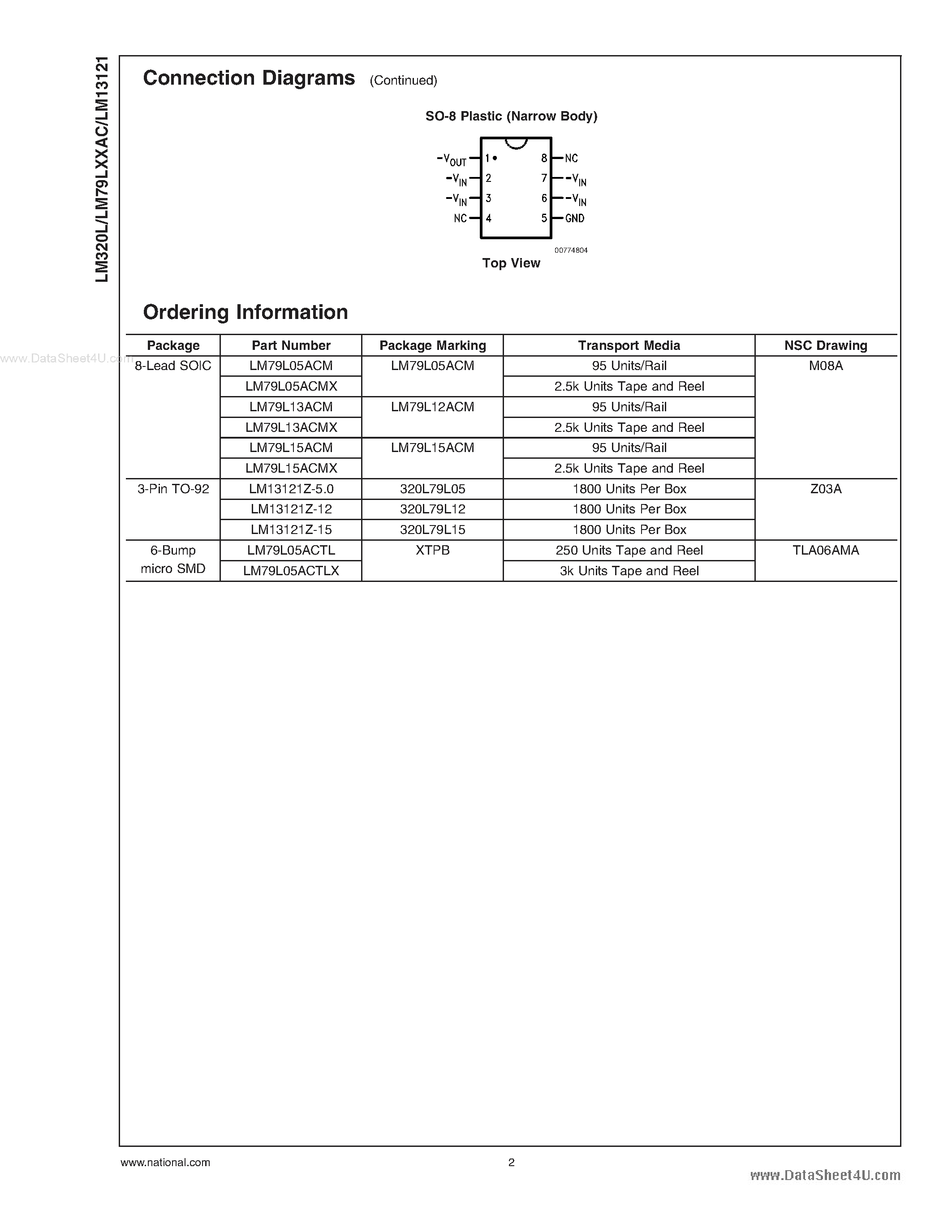 Datasheet LM13121 page 2 Datasheet LM13121 - 3-Terminal Negative Regulators page 2