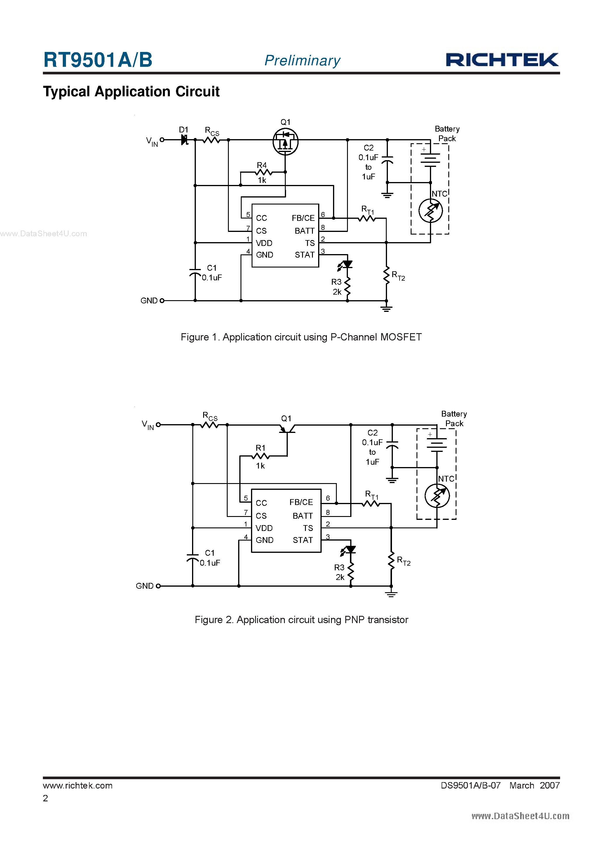 Даташит RT9501A - (RT9501A/B) Advanced Lithium-Ion Linear Battery Charger страница 2