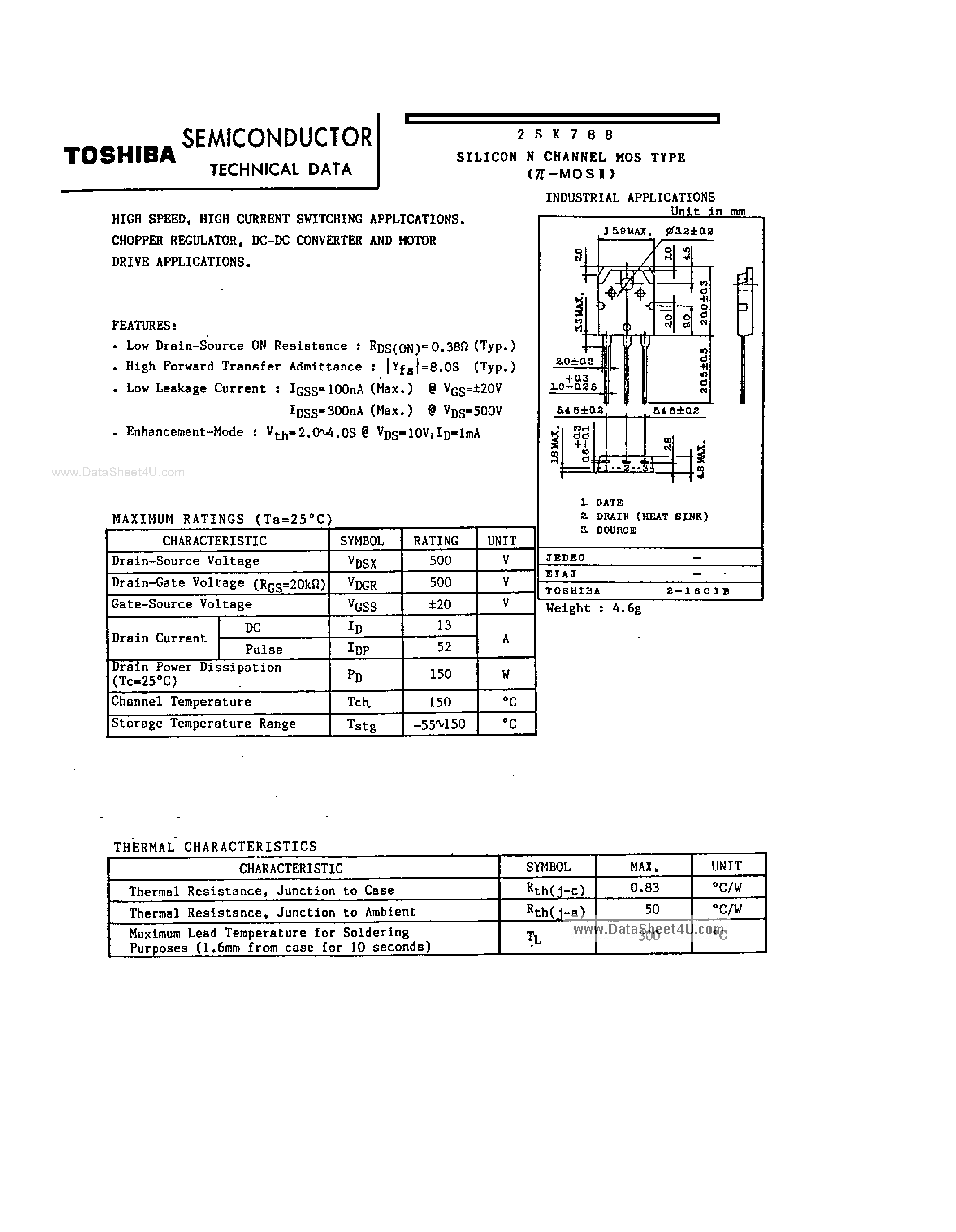 Datasheet 2SK788 - FIELD EFFECT TRANSISTOR page 1