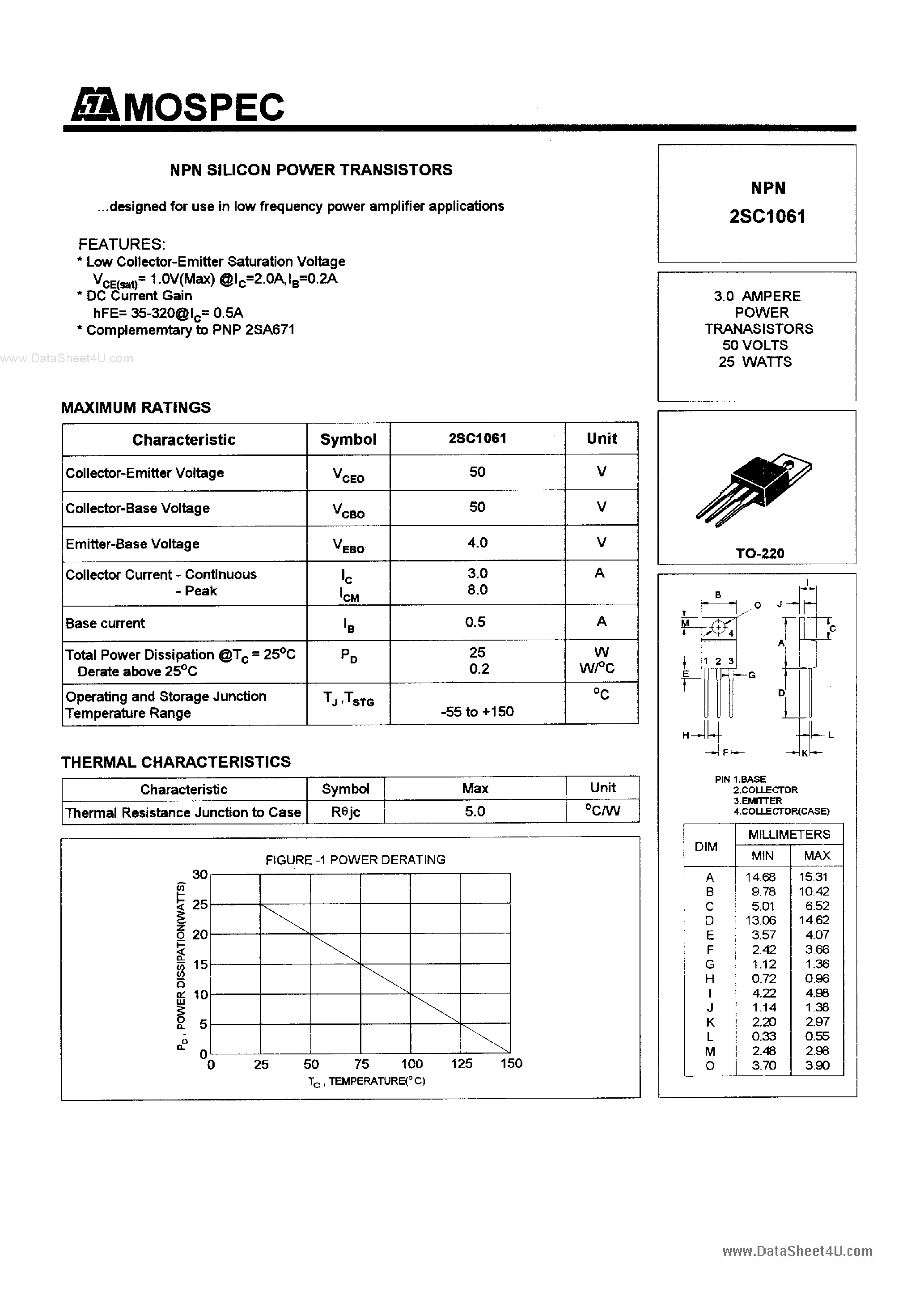 Datasheet C1061 - Search -----> 2SC1061 page 1
