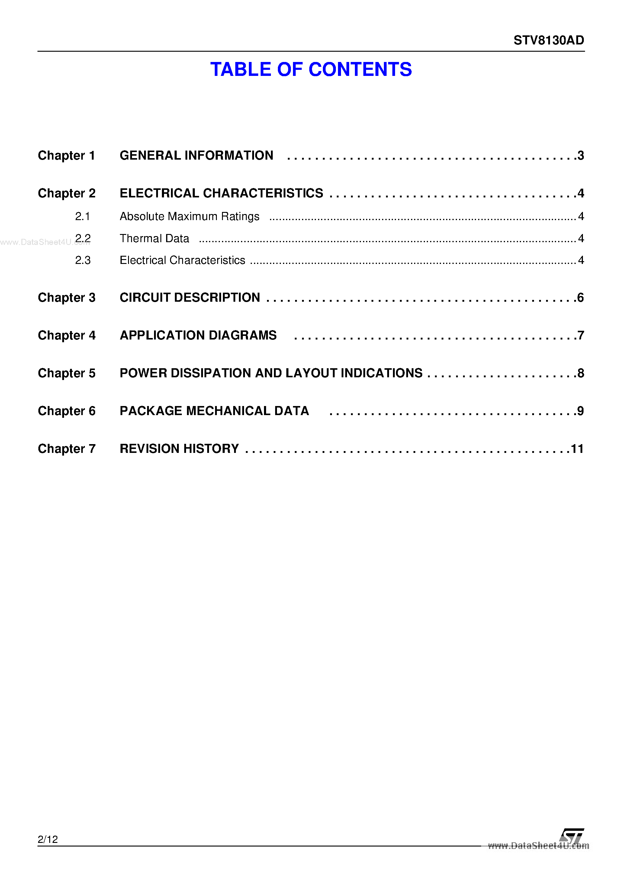 Datasheet STV8130AD - ADJUSTABLE AND 3.3 V DUAL VOLTAGE REGULATOR page 2