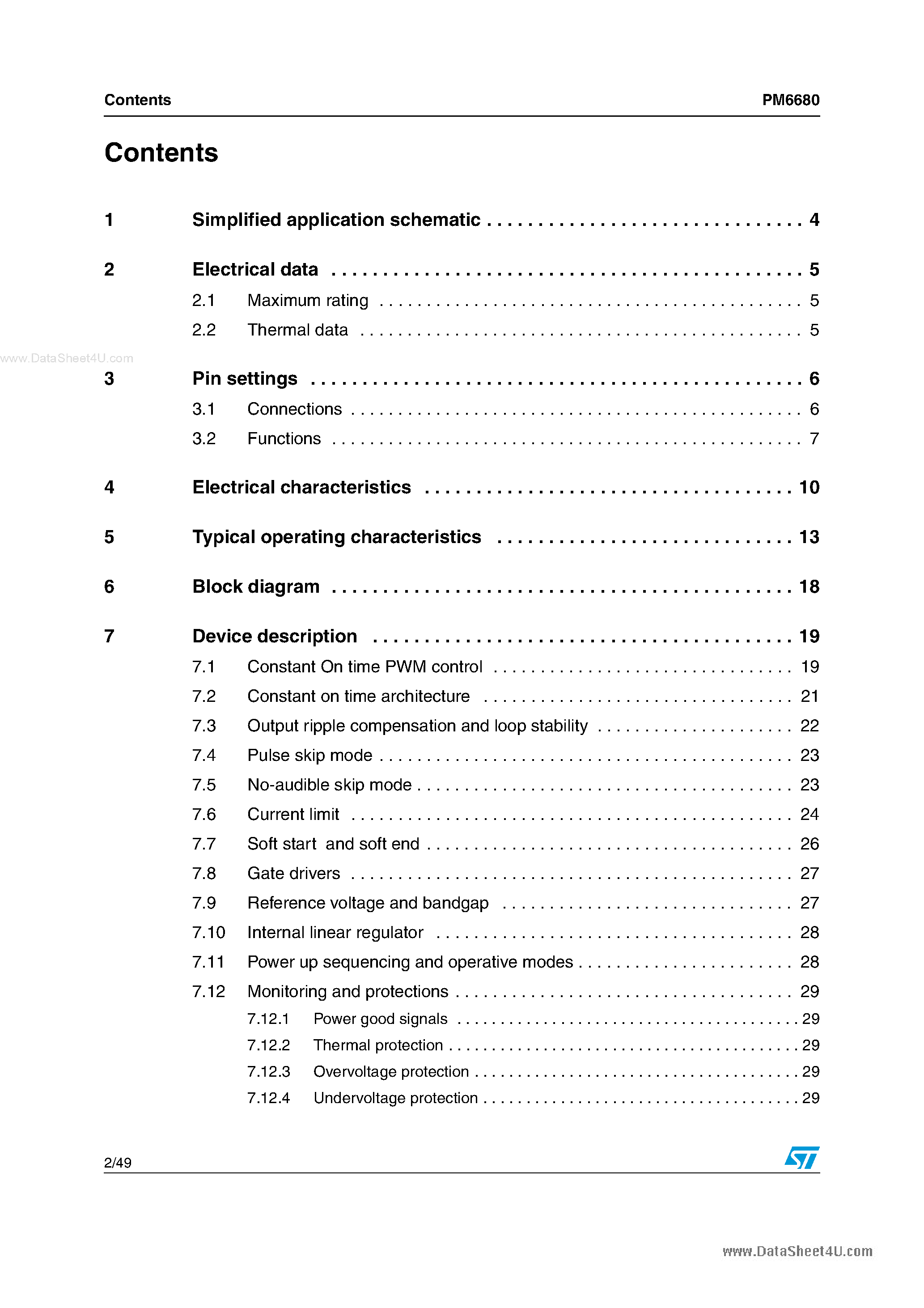 Datasheet PM6680 page 2 Datasheet PM6680 - No Rsense dual step-down controller page 2