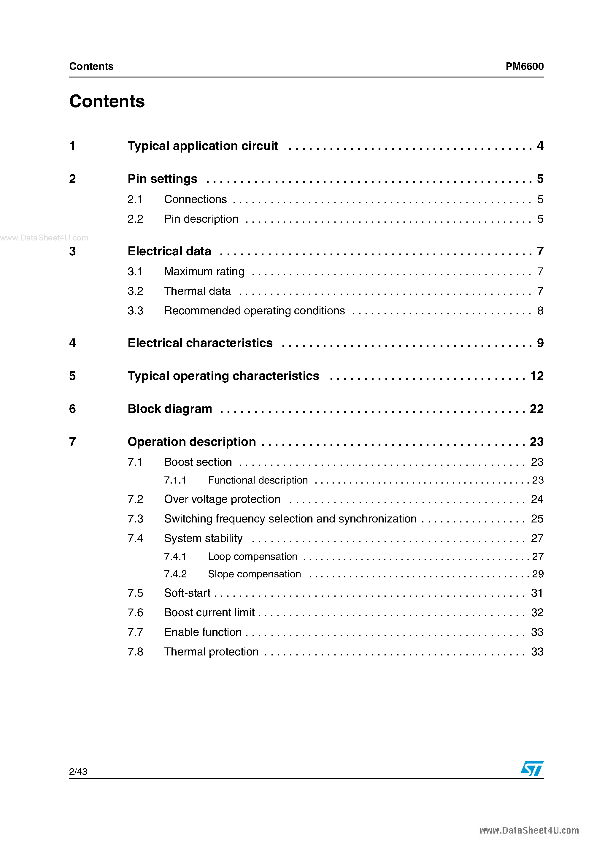 Datasheet PM6600 - 6-rows 30 mA LEDs driver page 2