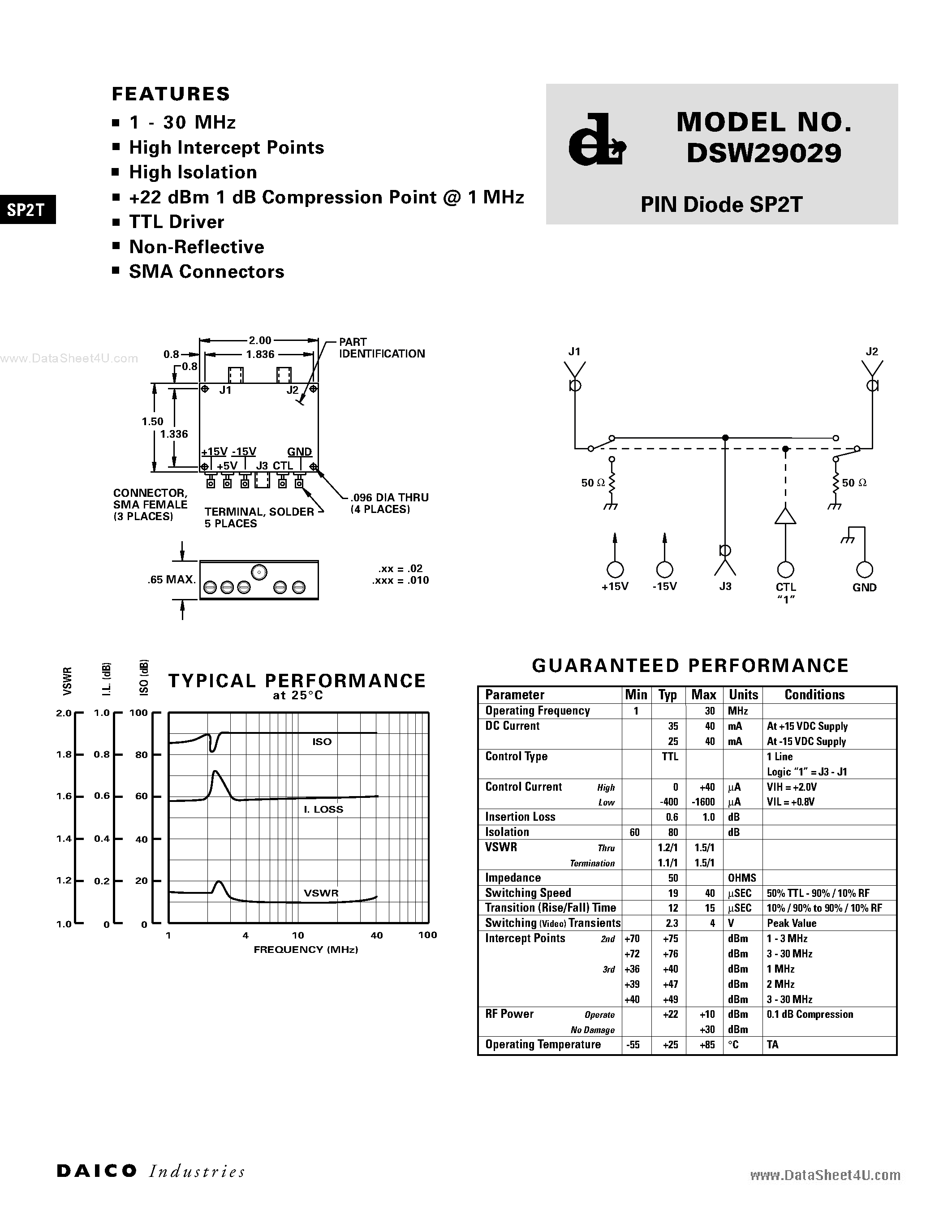Даташит DSW29029 - Switch SPT страница 1