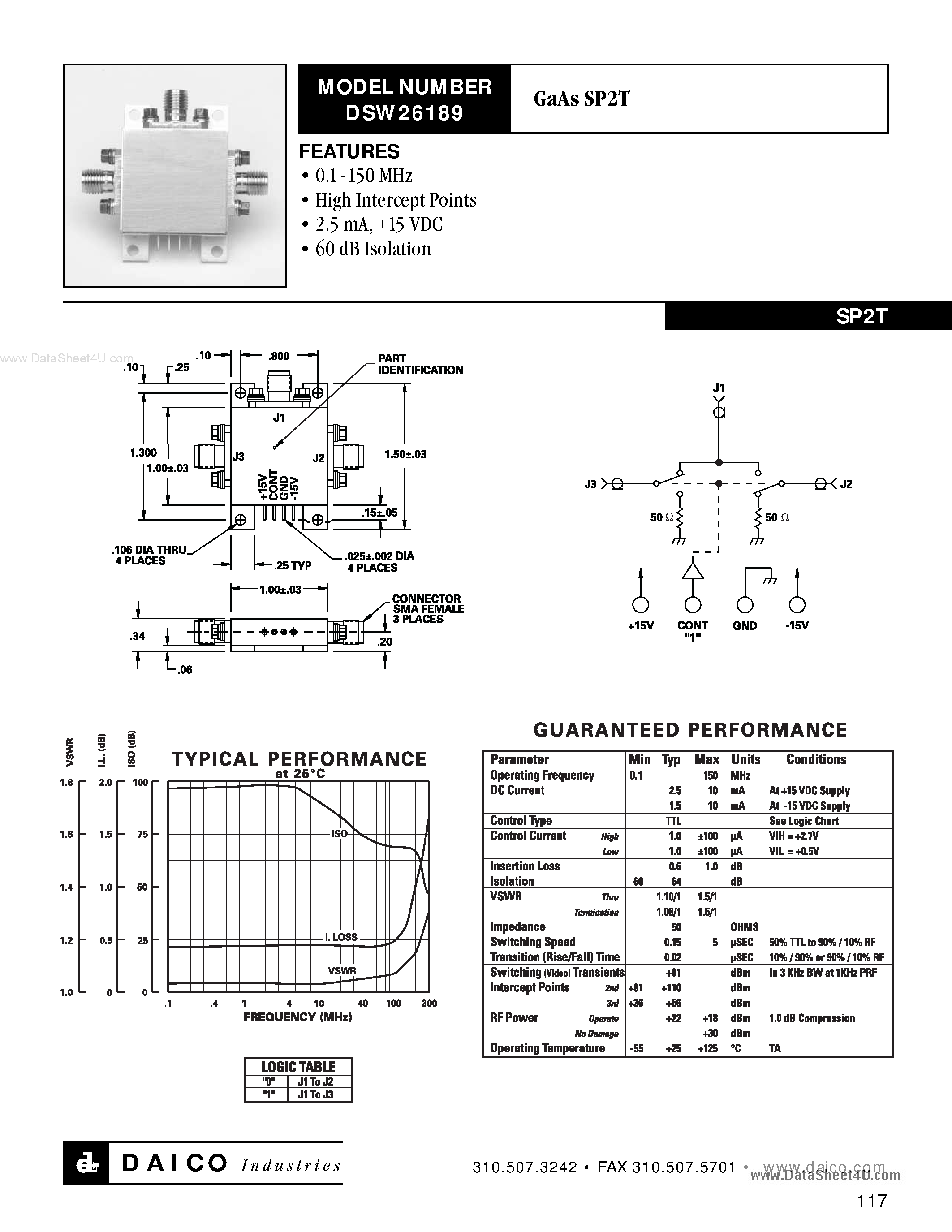 Даташит DSW26189 - Switch SPT страница 1