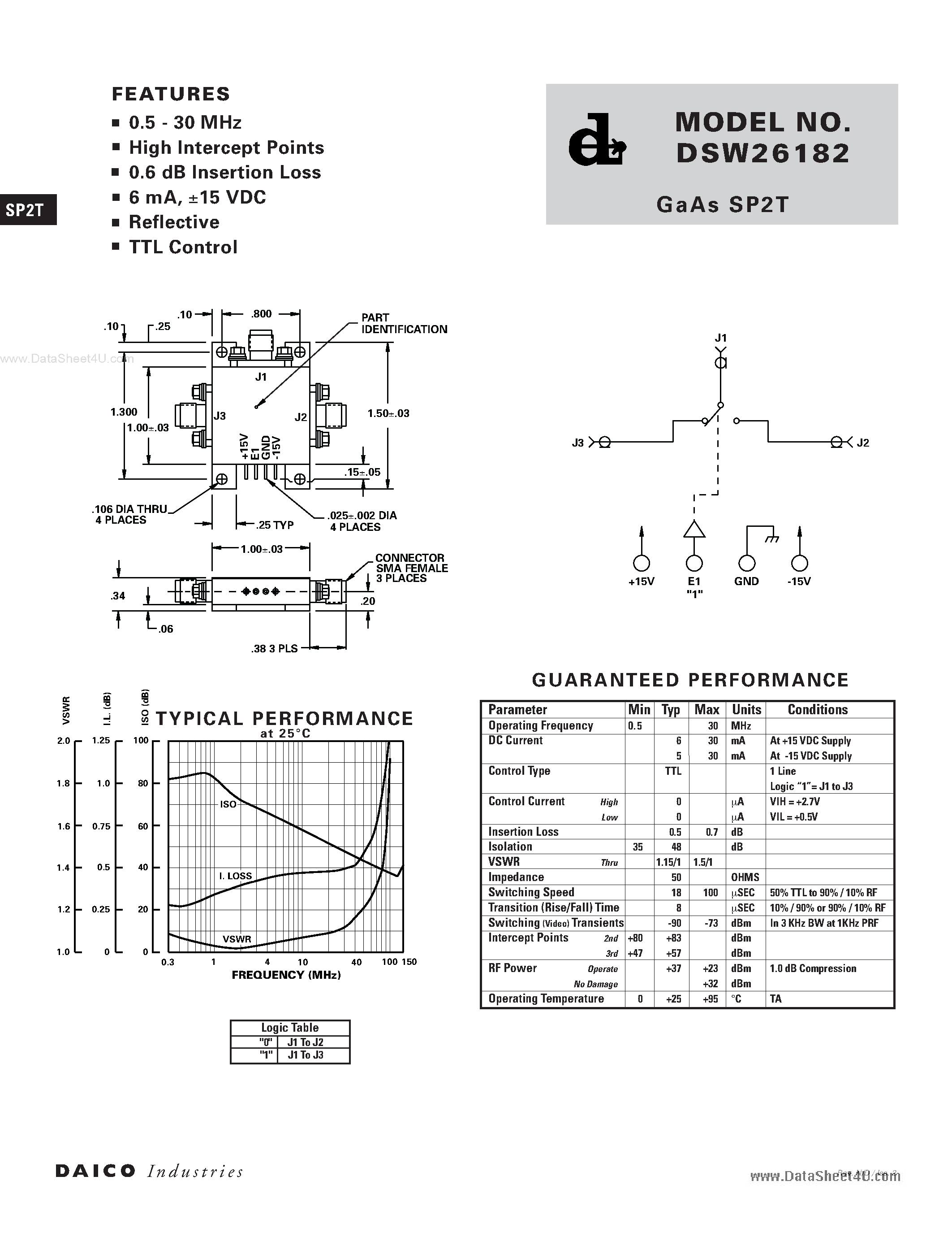 Даташит DSW26182 - Switch SPT страница 1