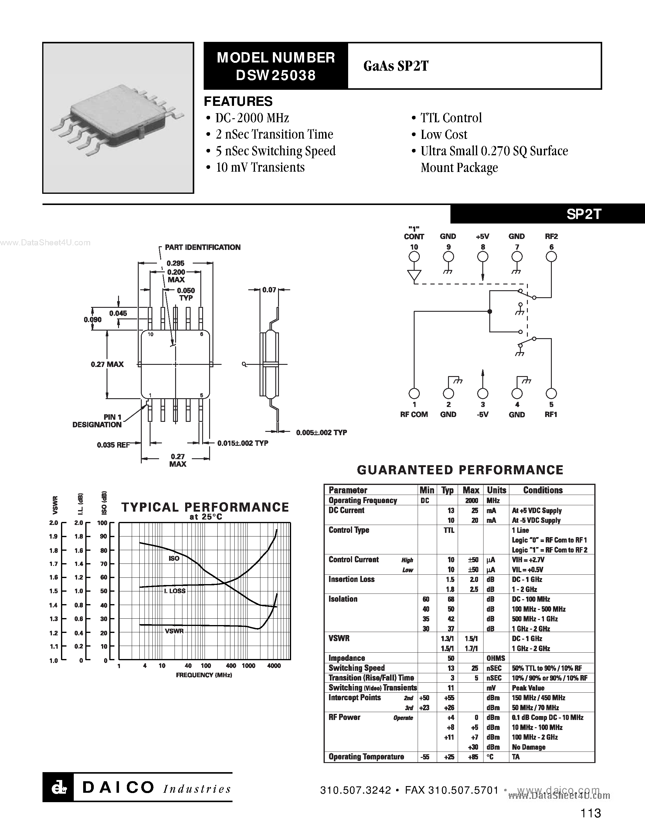 Даташит DSW25038 - Switch SPT страница 1