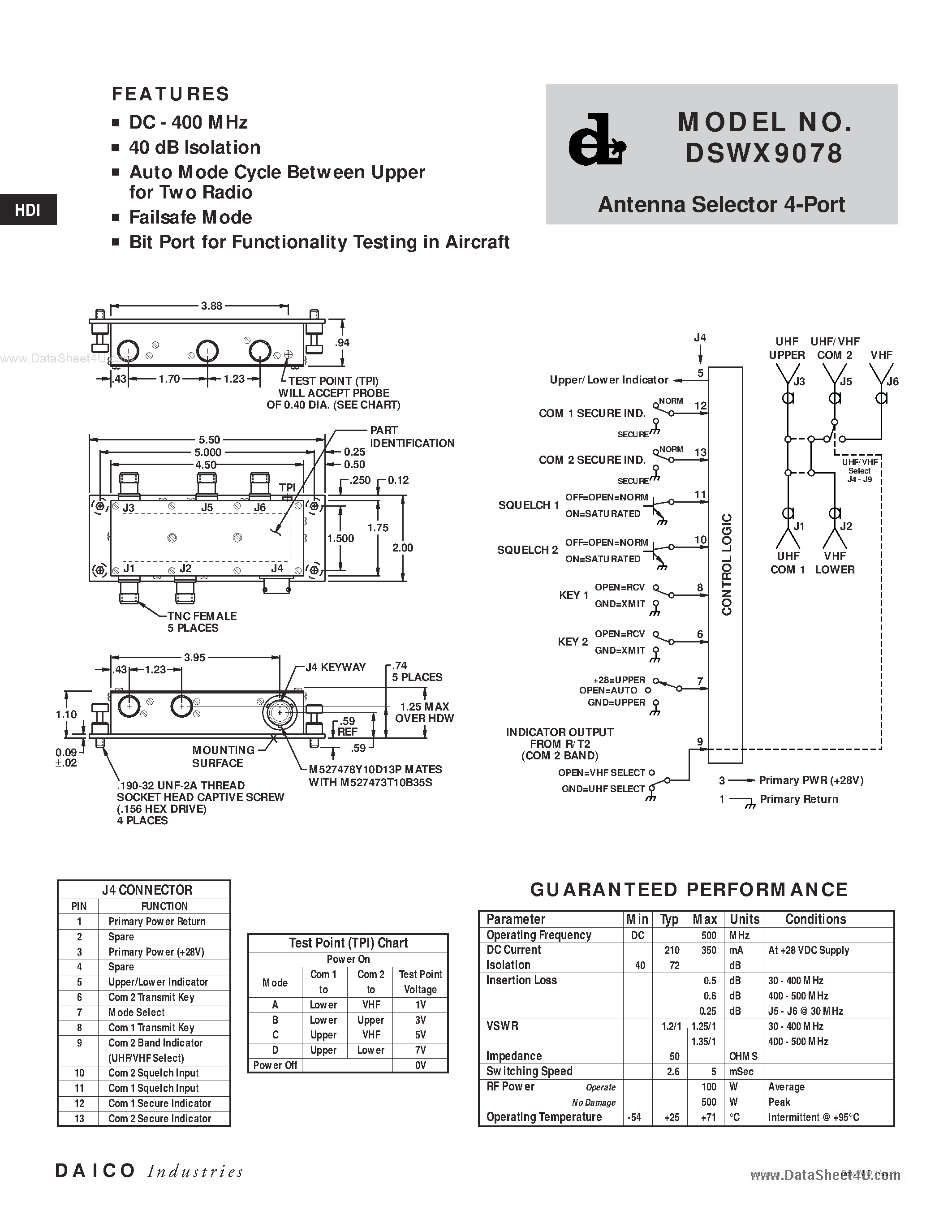 Даташит DSWX9078 - Switch SPT страница 1