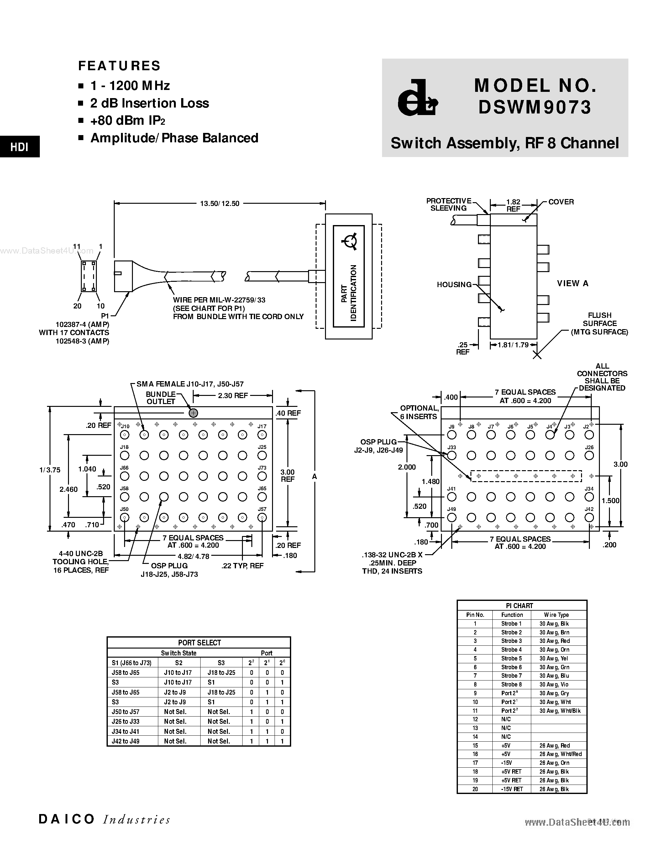 Даташит на микросхему DSWM9073 страница 1 Даташит DSWM9073 - Switch SPT страница 1