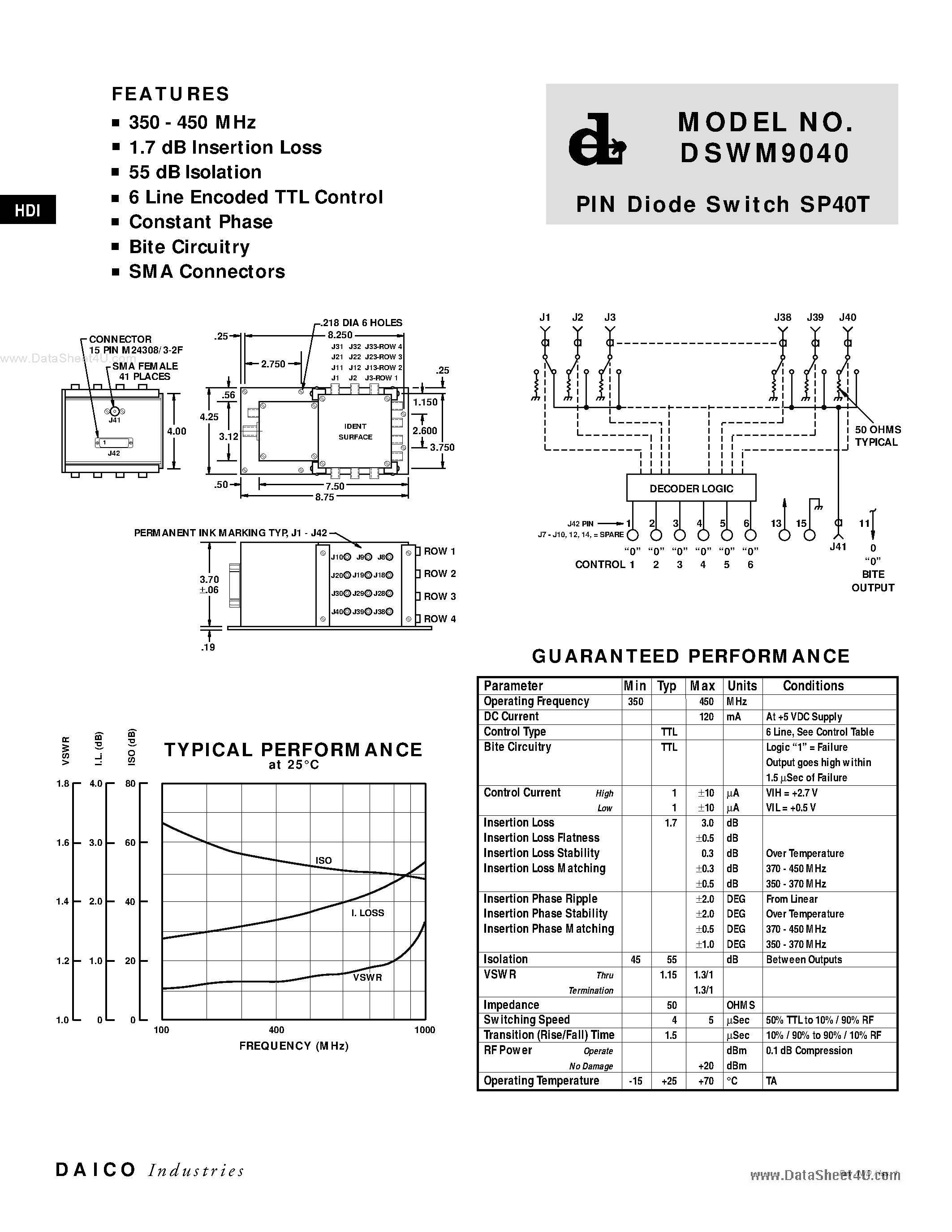 Даташит на микросхему DSWM9040 страница 1 Даташит DSWM9040 - Switch SPT страница 1