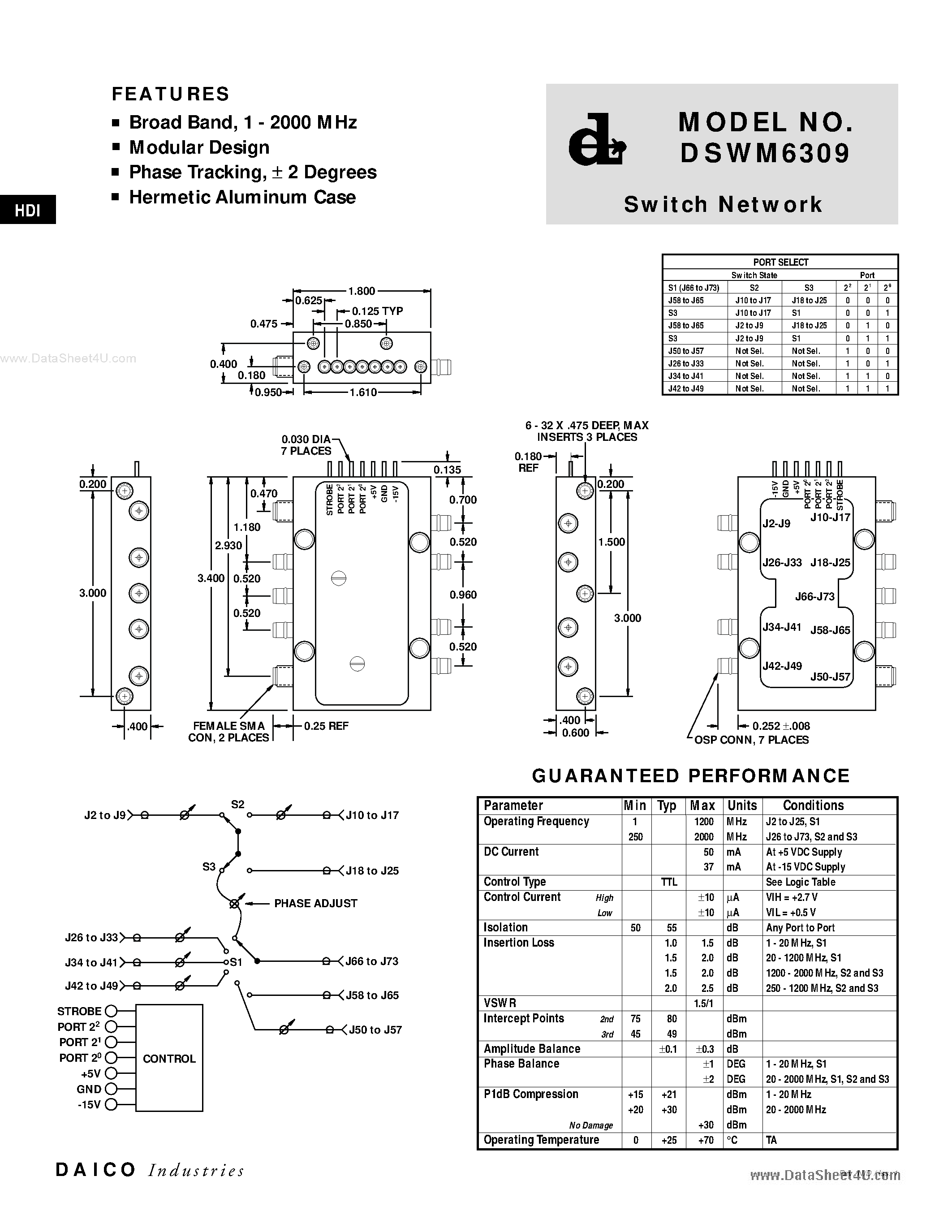 Даташит на микросхему DSWM6309 страница 1 Даташит DSWM6309 - Switch SPT страница 1