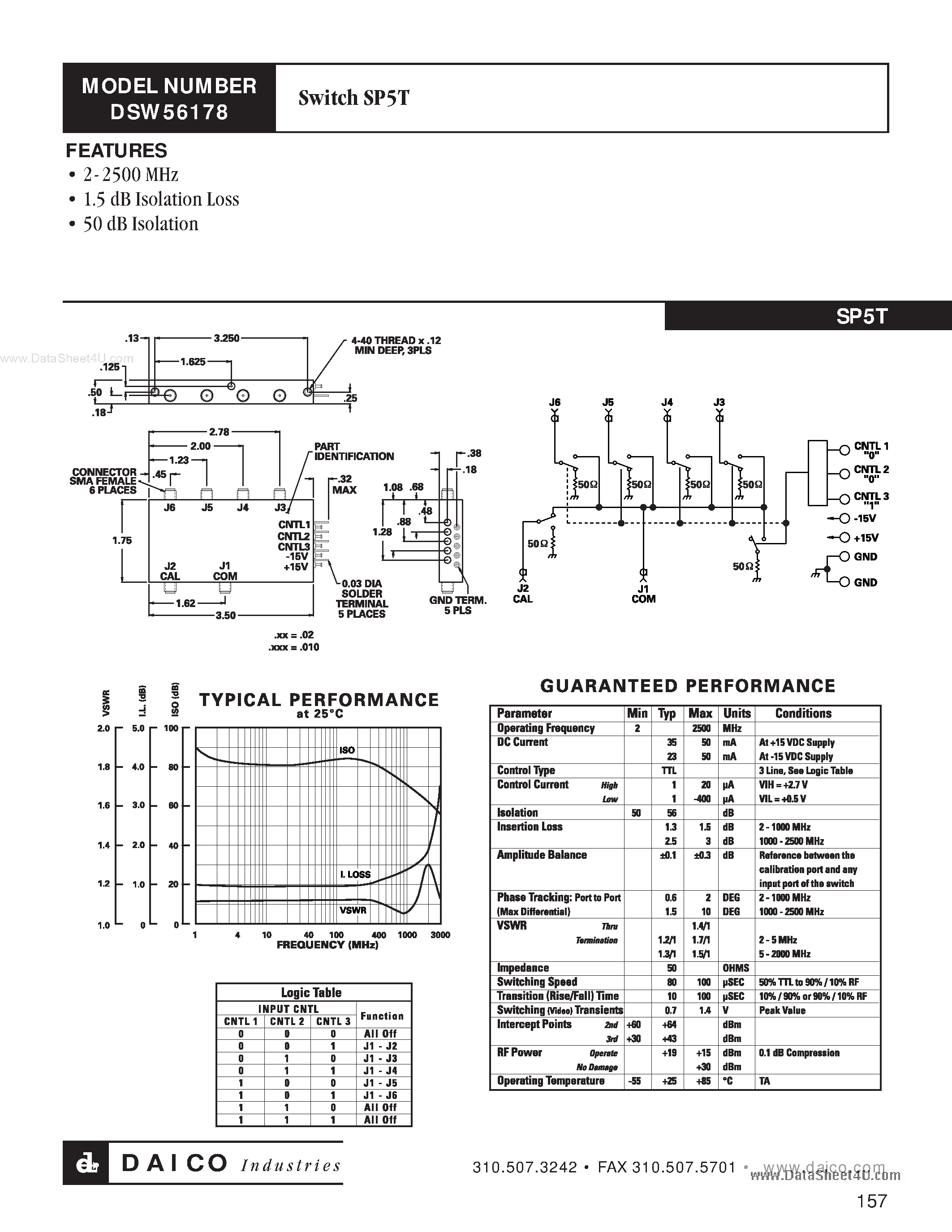 Даташит на микросхему DSW56178 страница 1 Даташит DSW56178 - Switch SPT страница 1