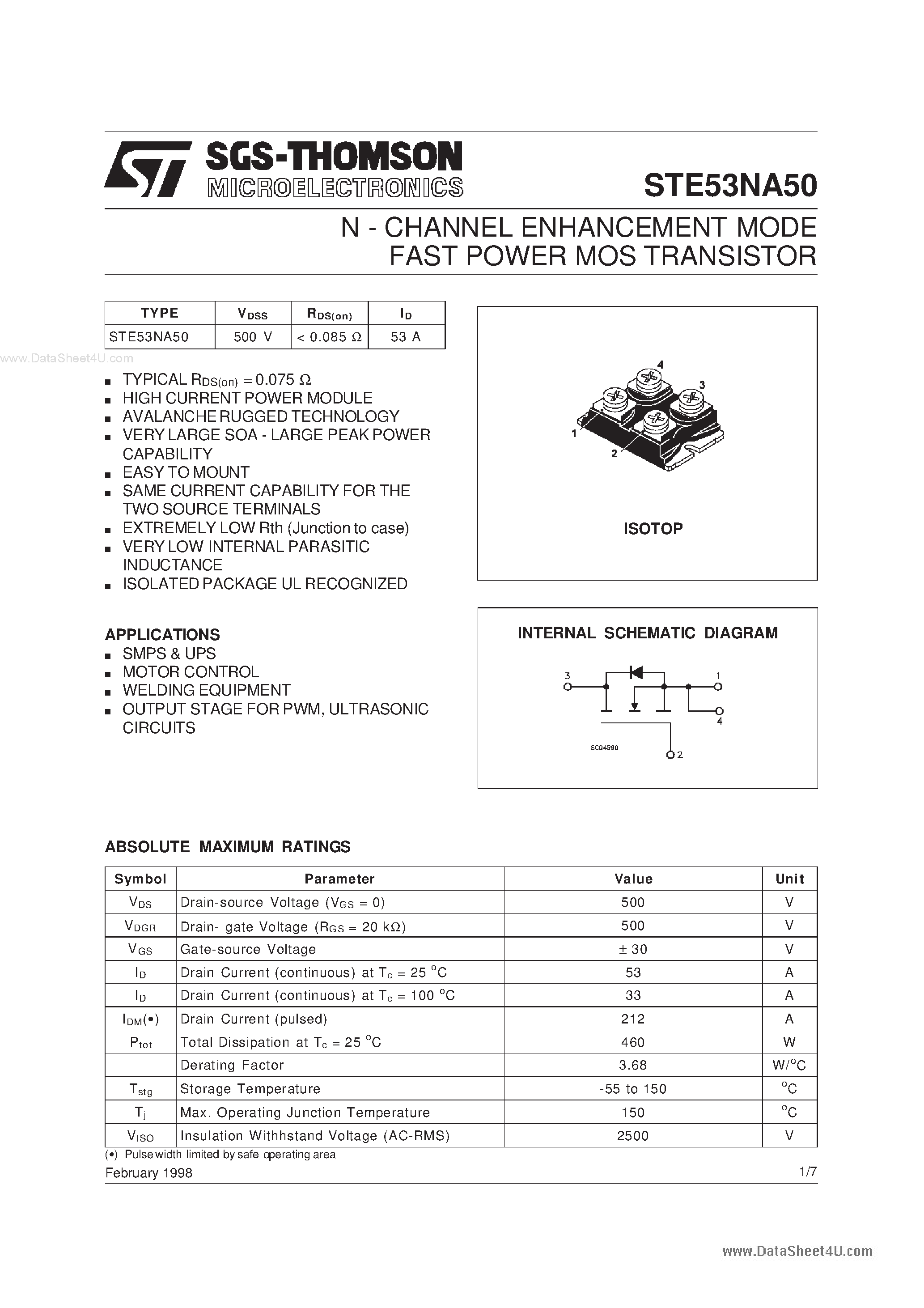 Даташит 53NA50 - Search -----> STE53NA50 страница 1