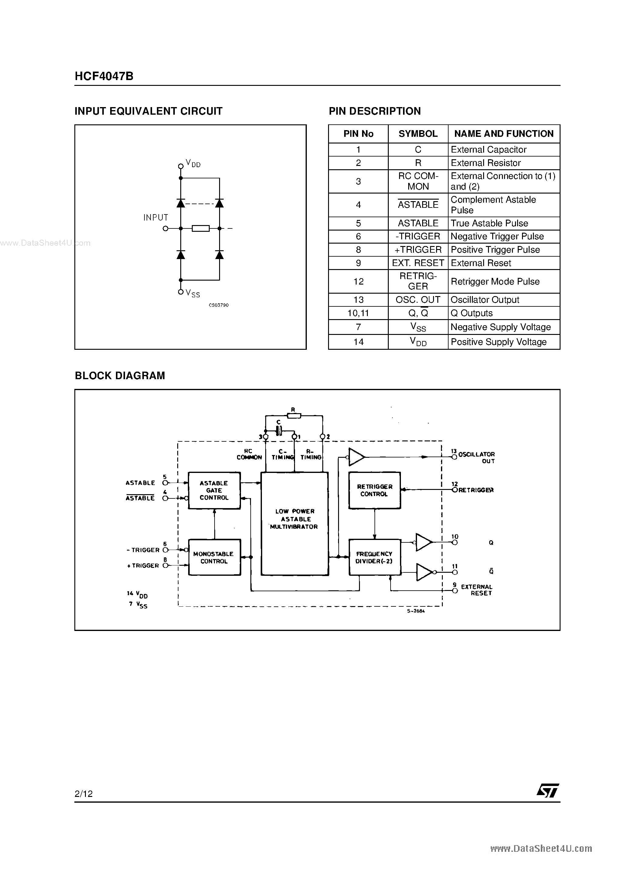 Даташит F4047B - Search -----> HCF4047B страница 2