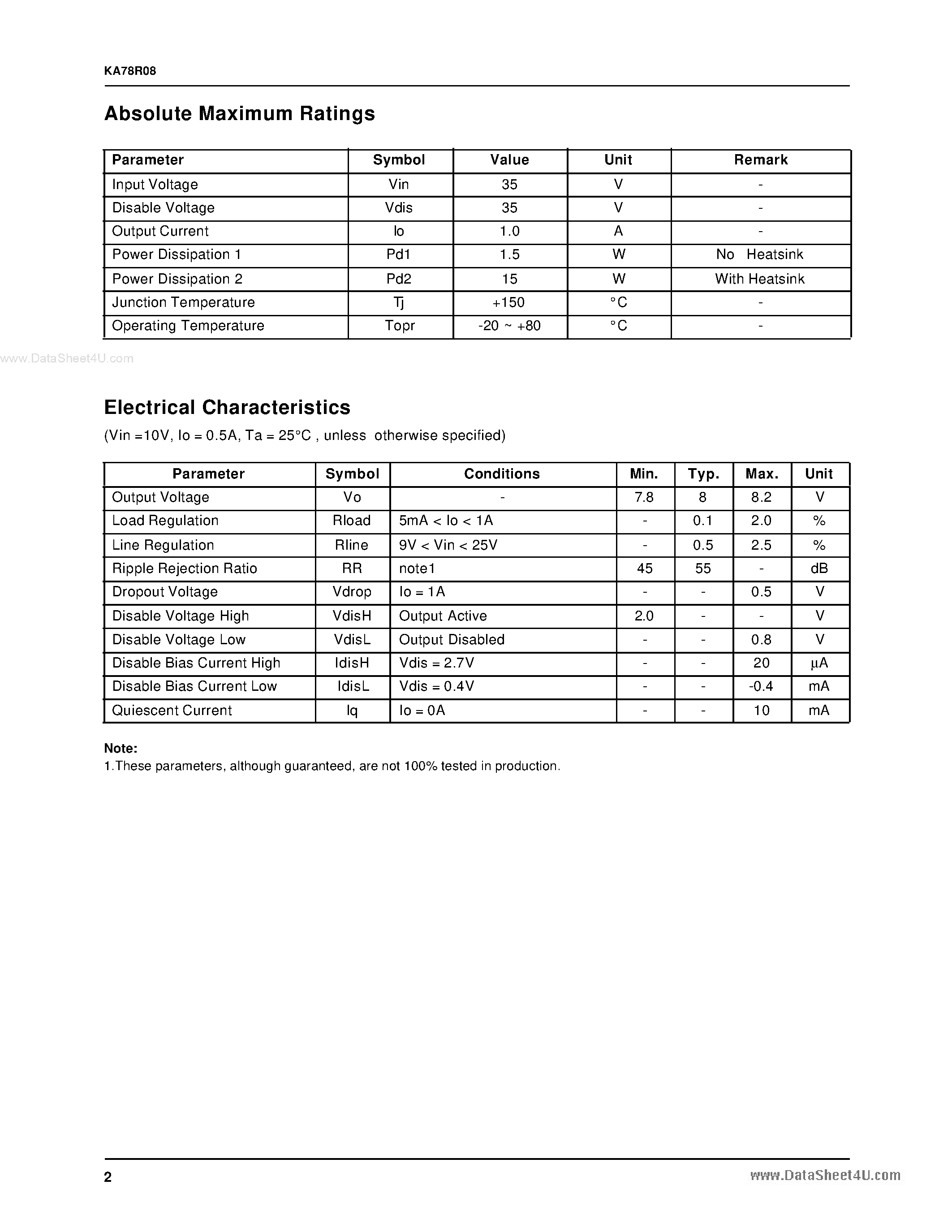 Datasheet 78R08 - Search -----> KA78R08 page 2