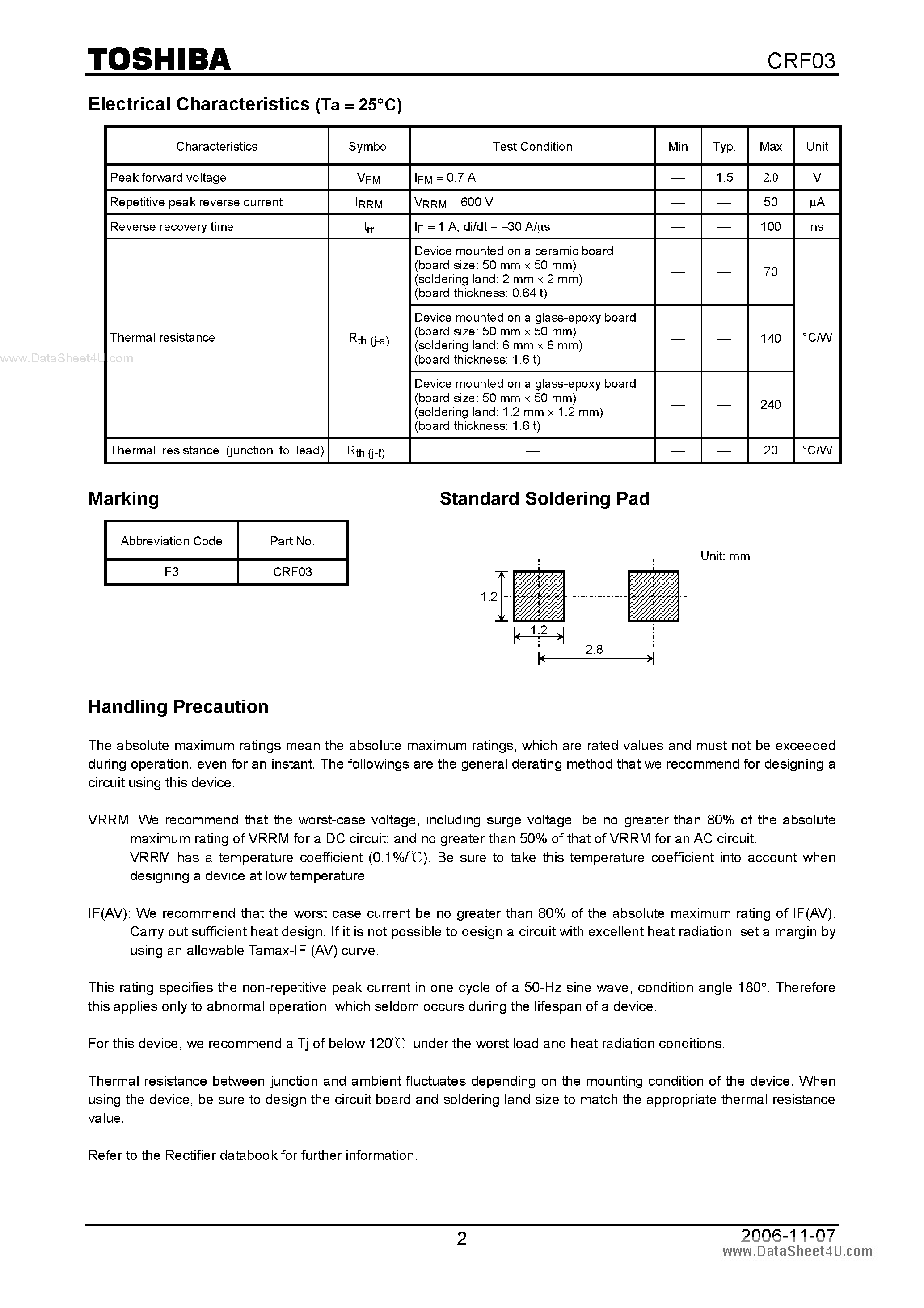 Даташит на микросхему CRF03 страница 2 Даташит CRF03 - Switching Mode Power Supply Applications страница 2