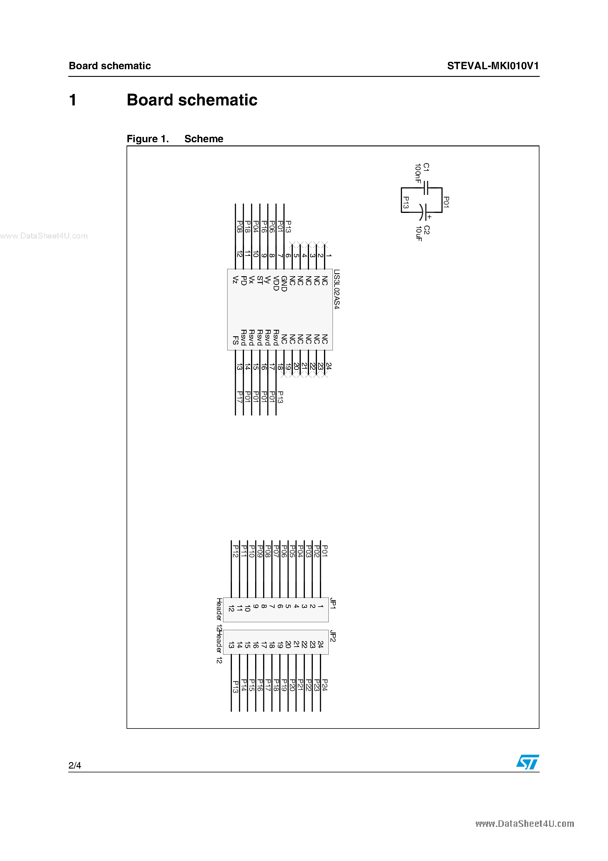Datasheet STEVAL-MKI010V1 - digital output low voltage linear accelerometer evaluation board based page 2