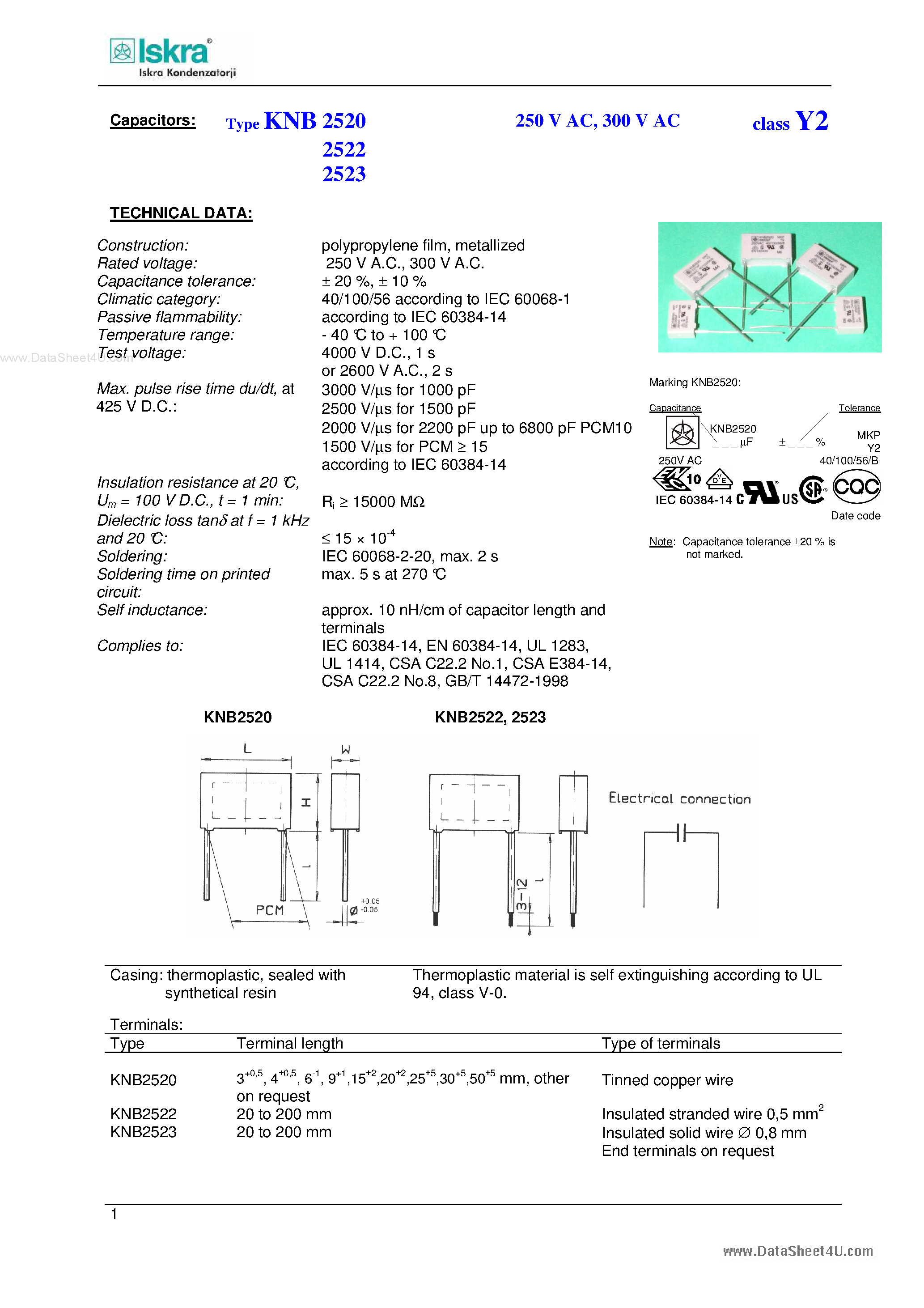 Datasheet KNB2520 - (KNB2520 - KNB2523) Capacitor page 1