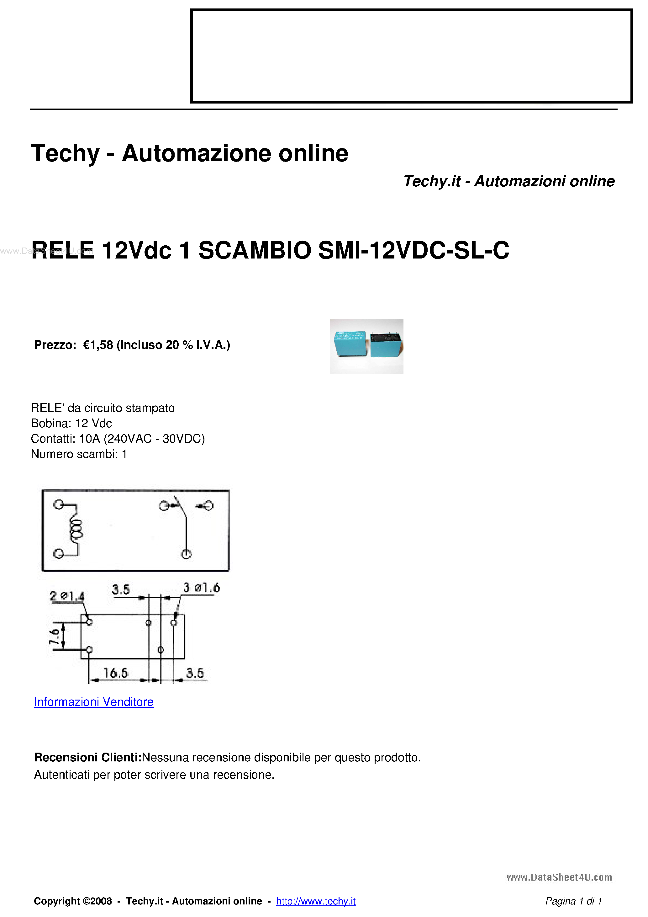 Datasheet SMI-12VDC-SL-C page 1 Datasheet SMI-12VDC-SL-C - Relay page 1