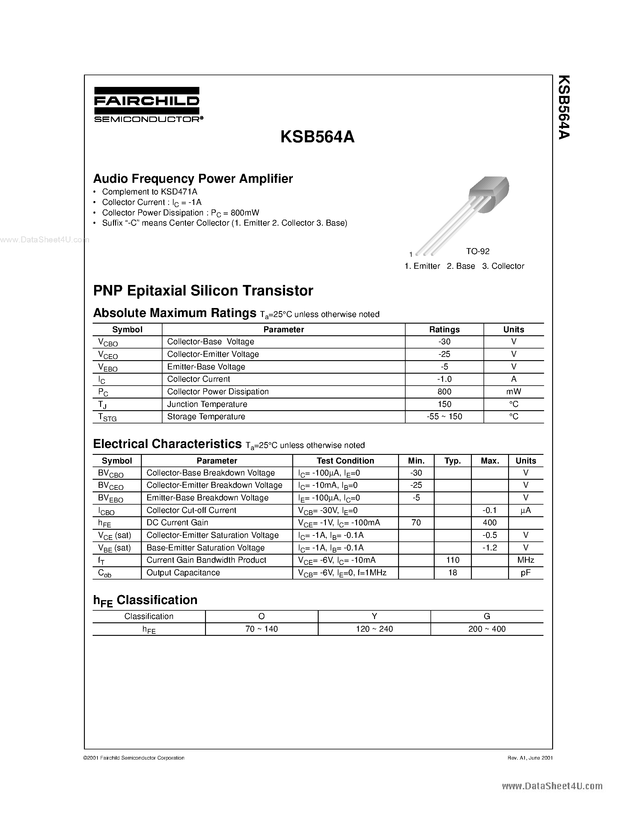 Datasheet B564AY page 1 Datasheet B564AY - Search -----> KSB564AY page 1