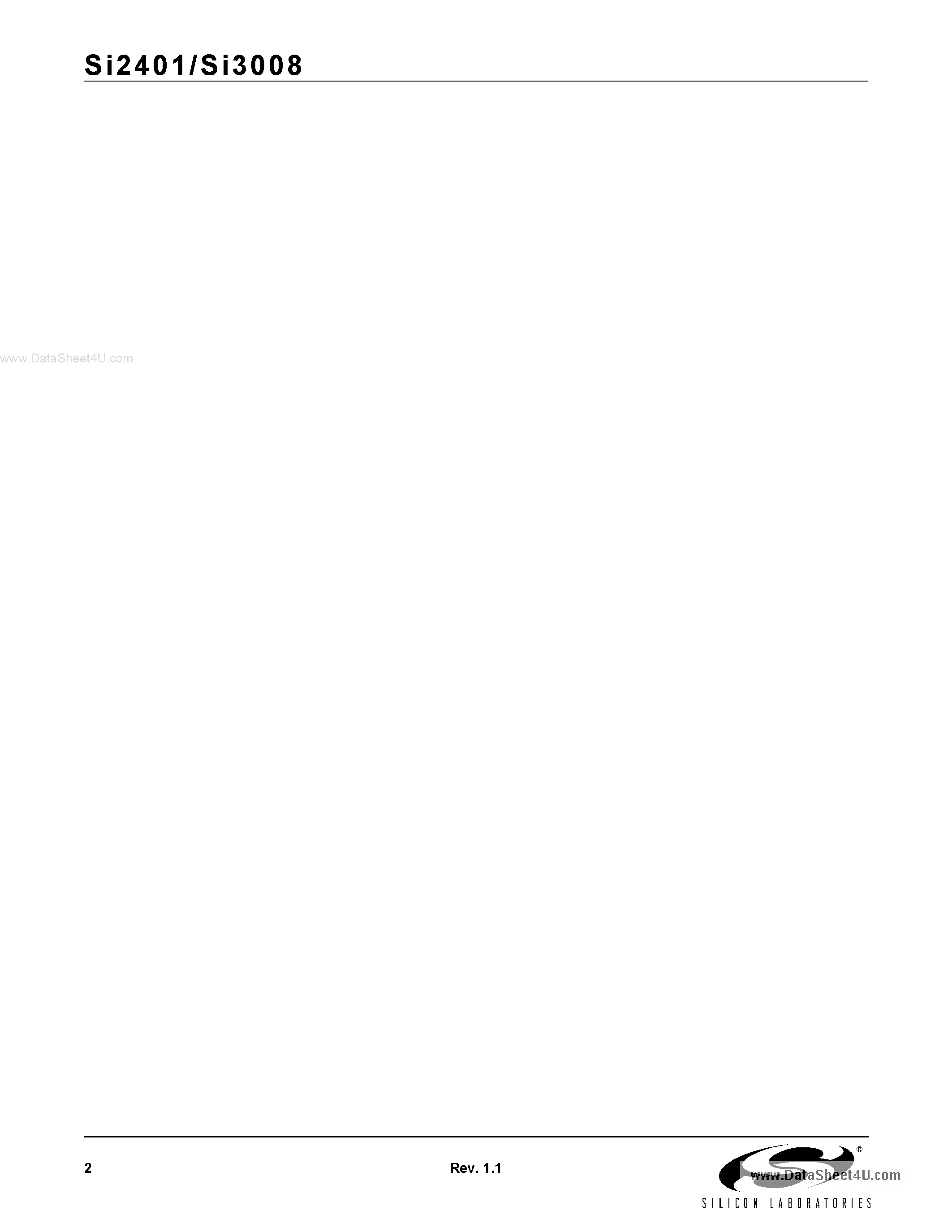 Даташит SI3008 - V.22BIS ISOMODEM страница 2