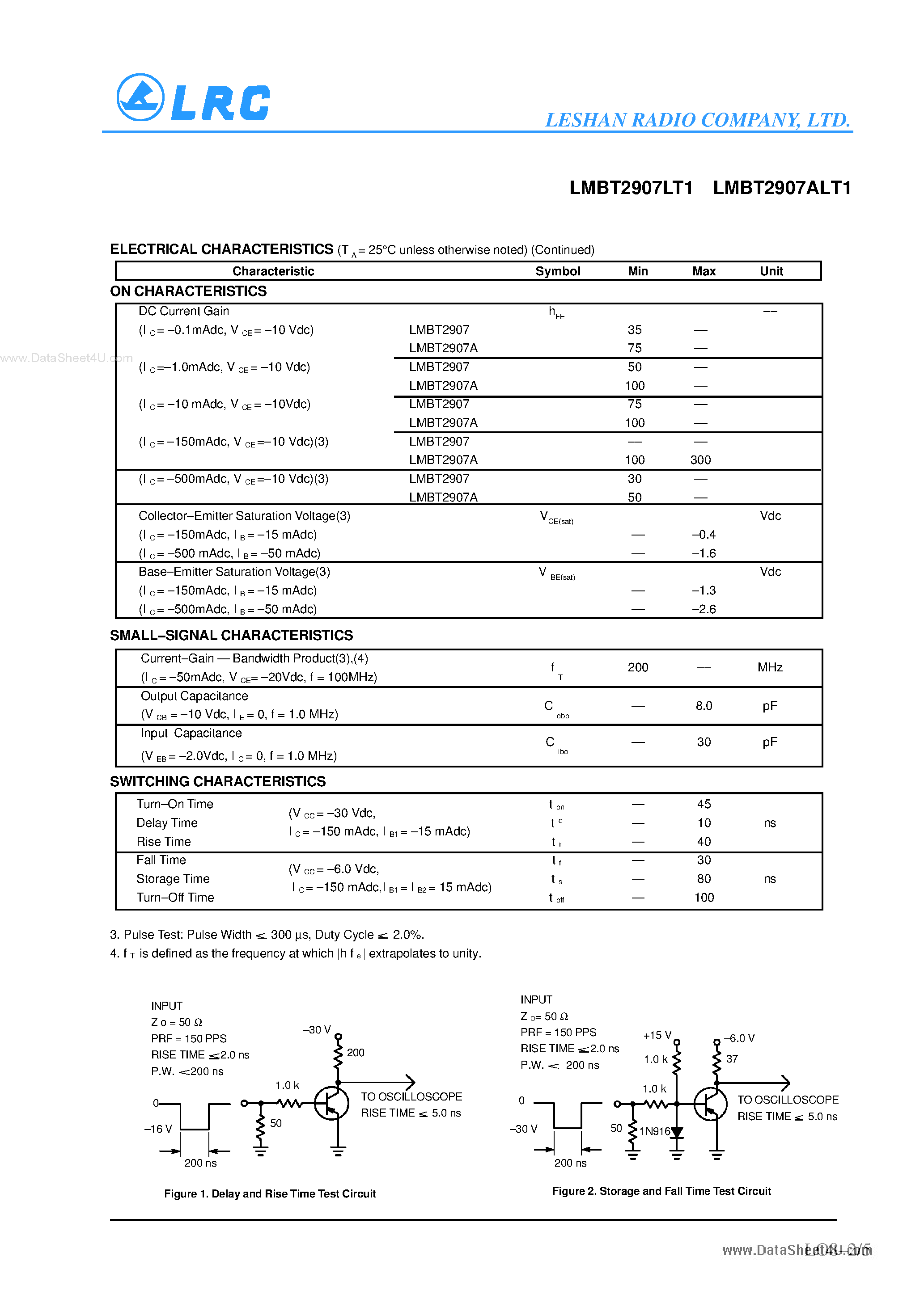 Даташит на микросхему LMBT2907ALT1 страница 2 Даташит LMBT2907ALT1 - Transistors страница 2