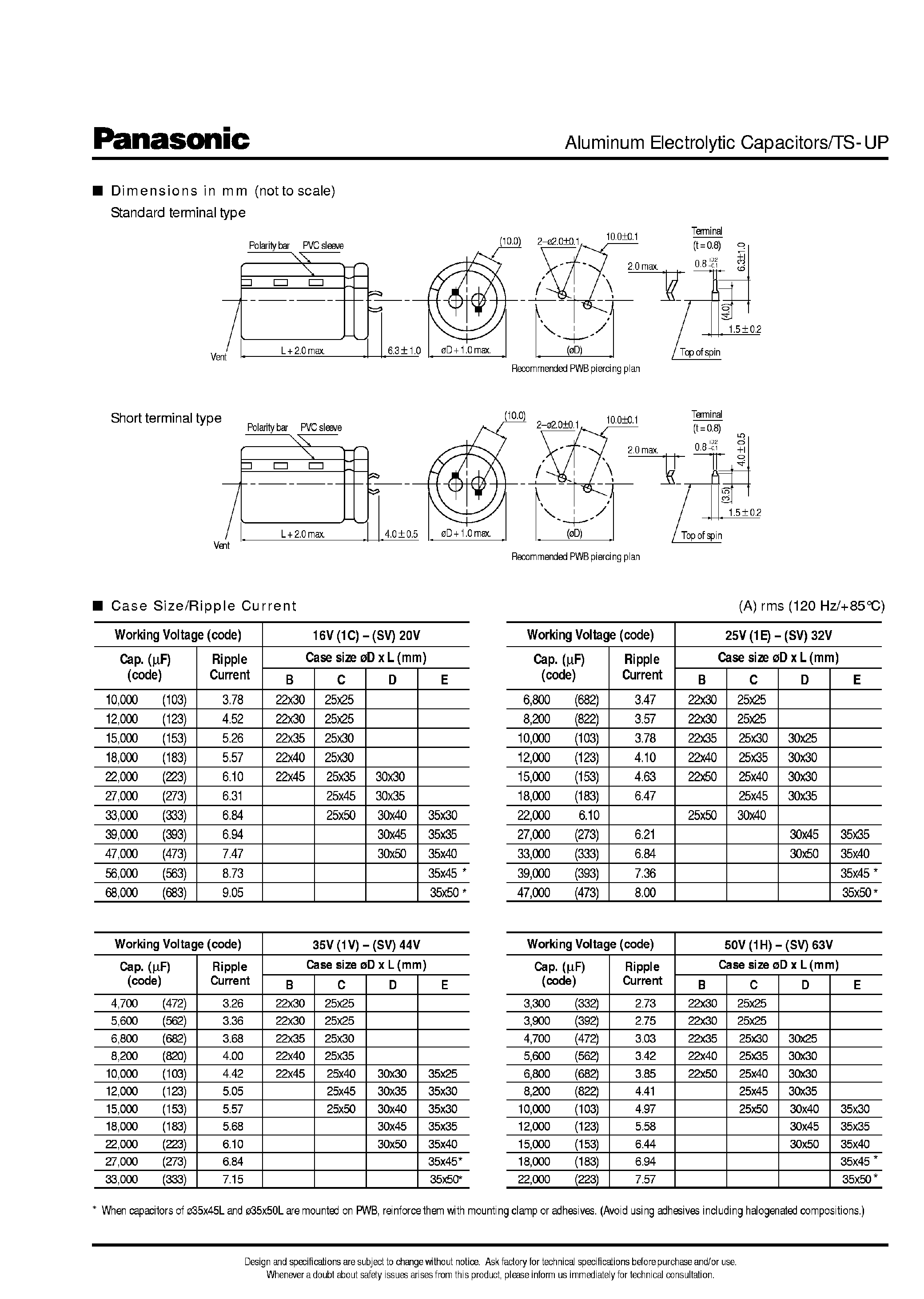 Datasheet ECOS2AA331BA page 2 Datasheet ECOS2AA331BA - Aluminum Electrolytic Capacitors page 2