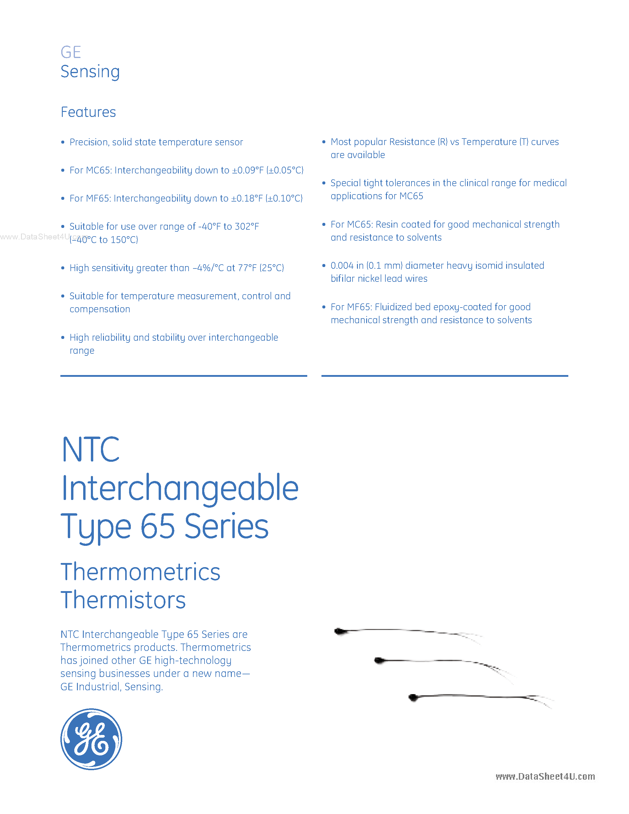 Даташит MC65F103B - (MC65) THERMISTOR NTC страница 1