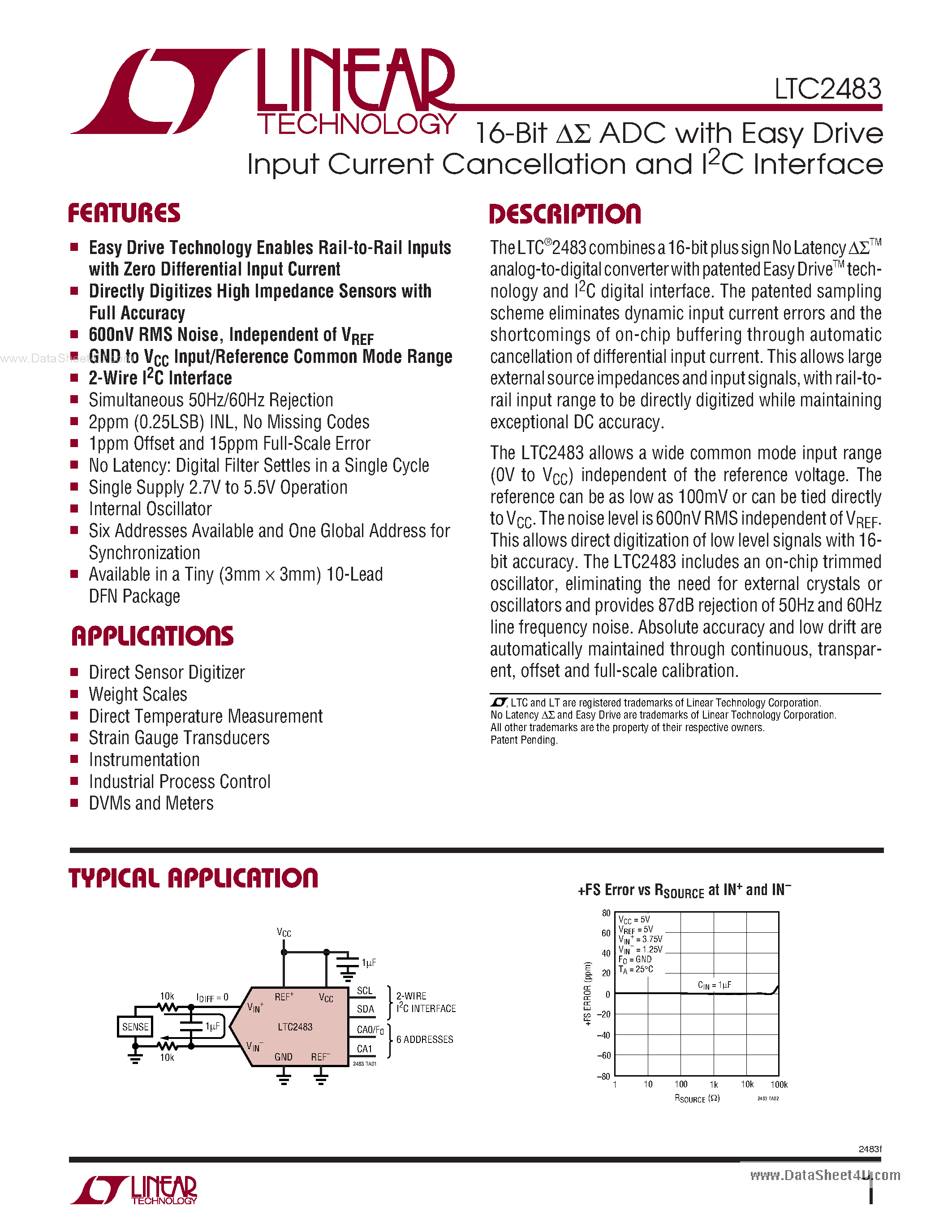 Datasheet LTC2483 - 16-Bit ADC page 1