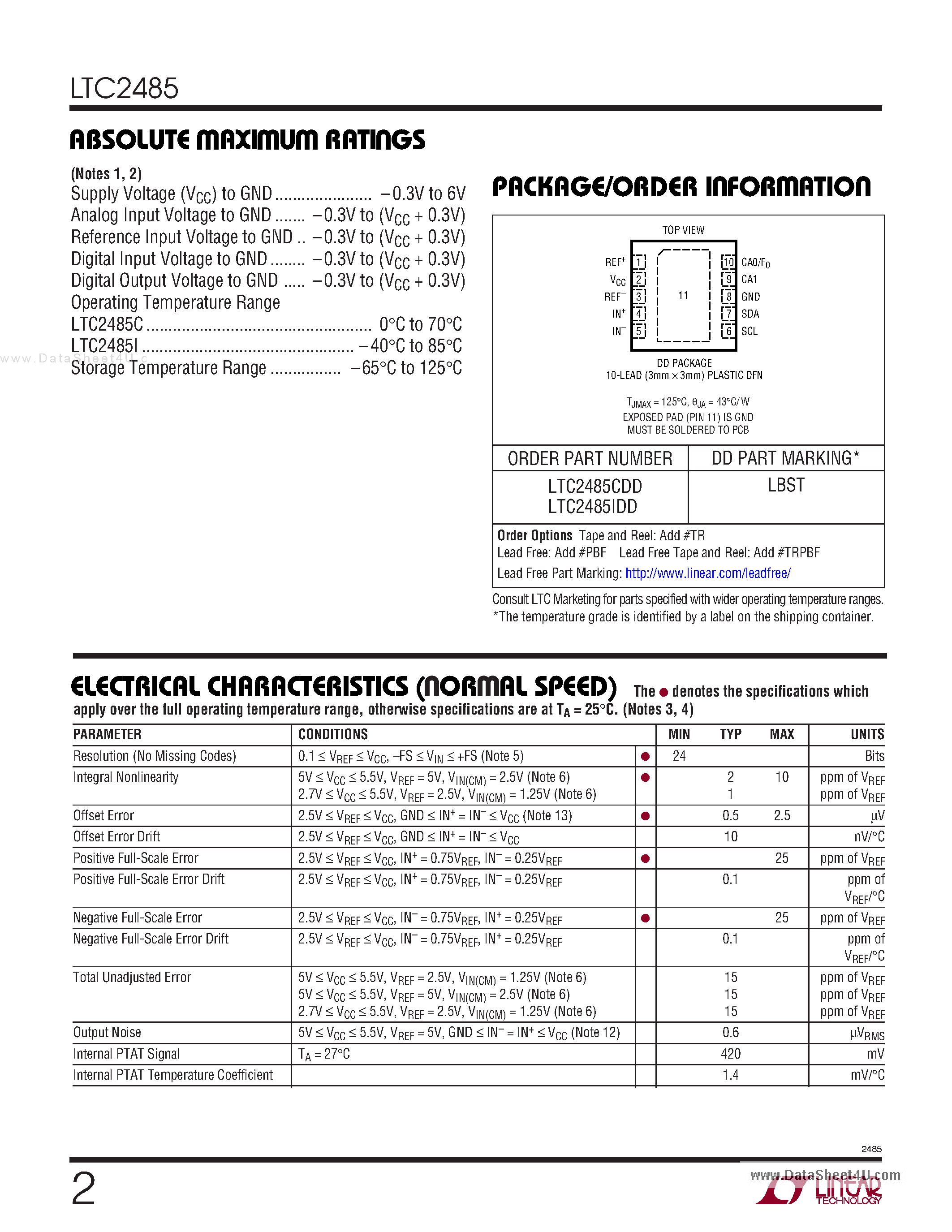 Datasheet LTC2485 - 24-Bit ADC page 2