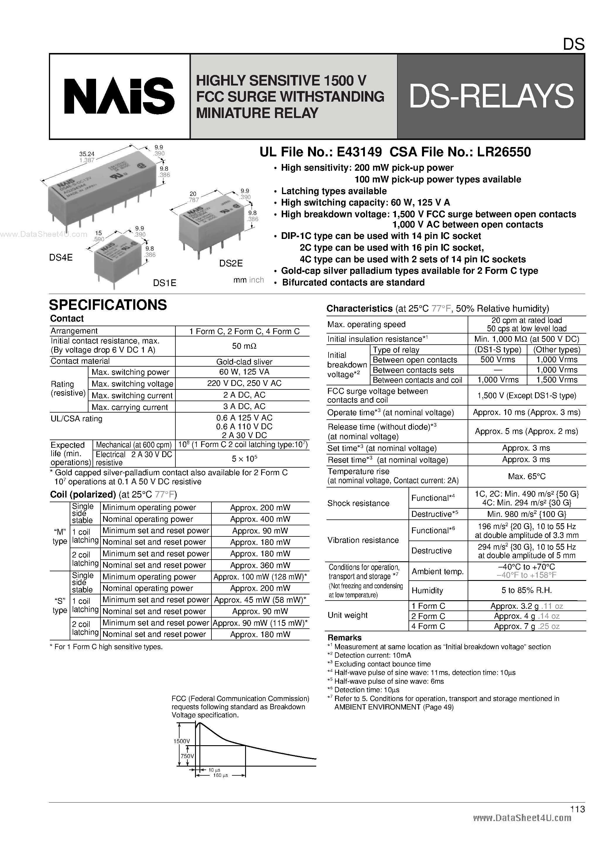 Даташит LR26550 - Relay страница 1
