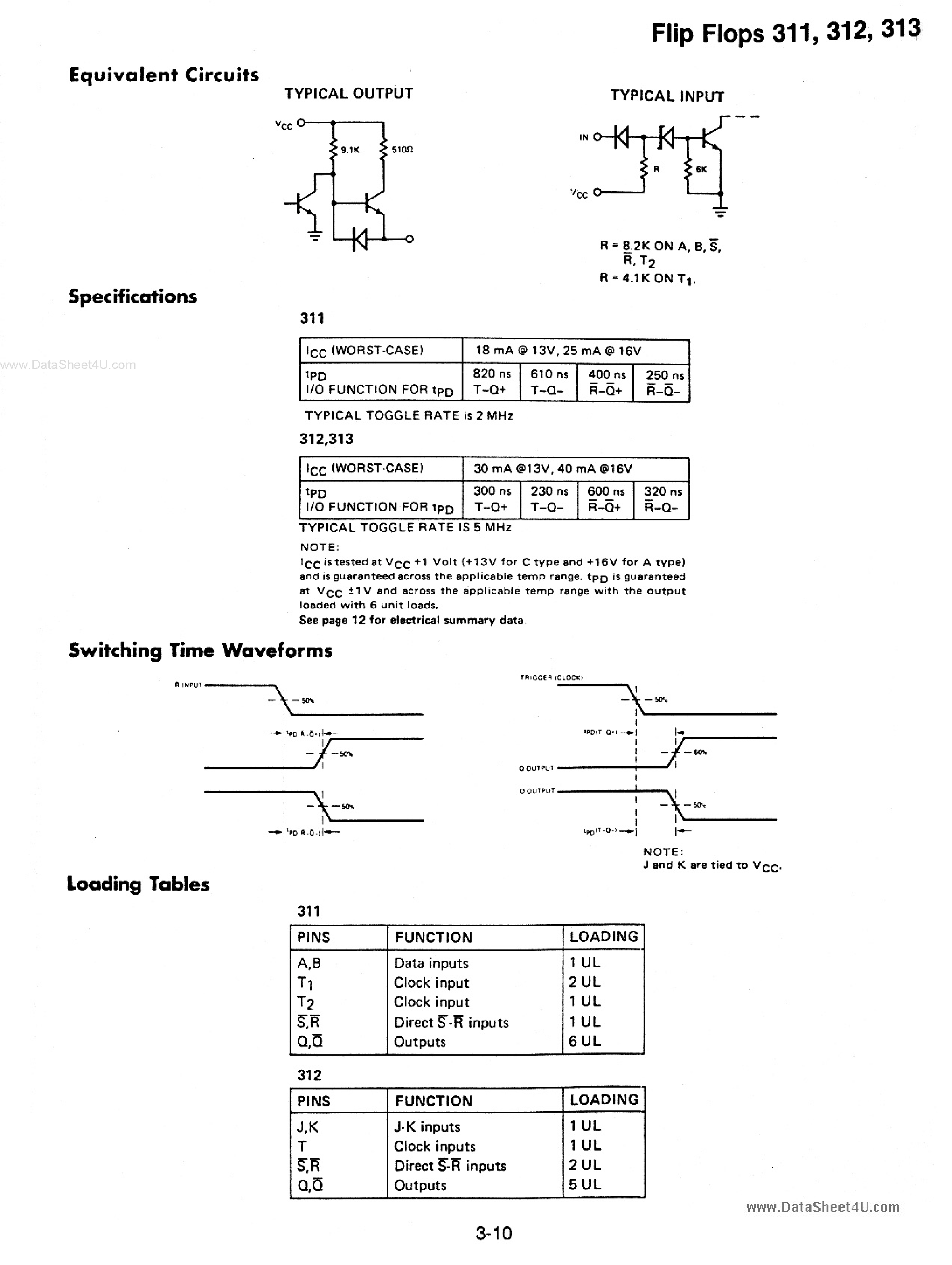 Datasheet TC311 page 2 Datasheet TC311 - (TC311 - TC313) FLIP FLOPS page 2