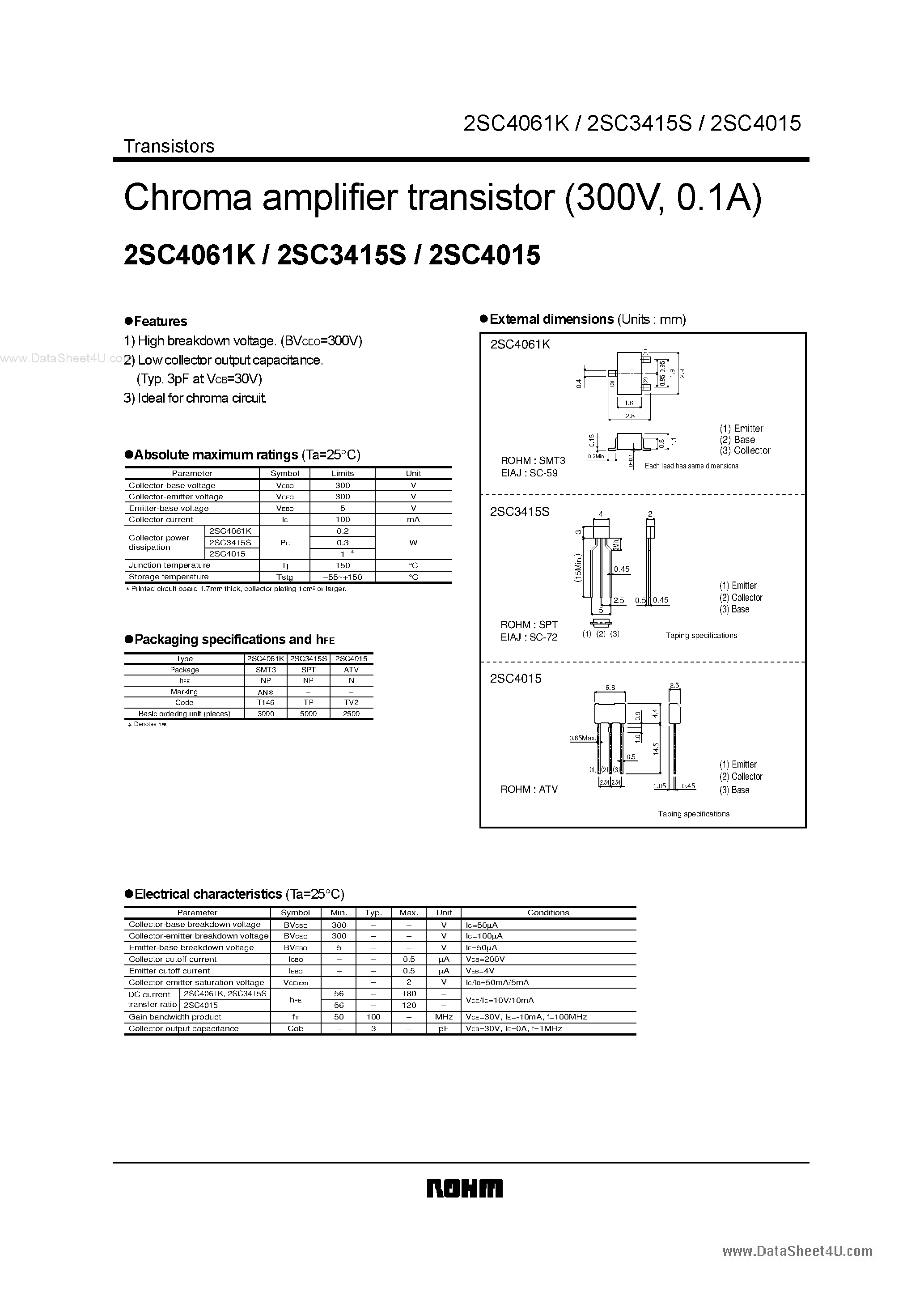 Даташит C4015 - Search -----> 2SC4015 страница 1