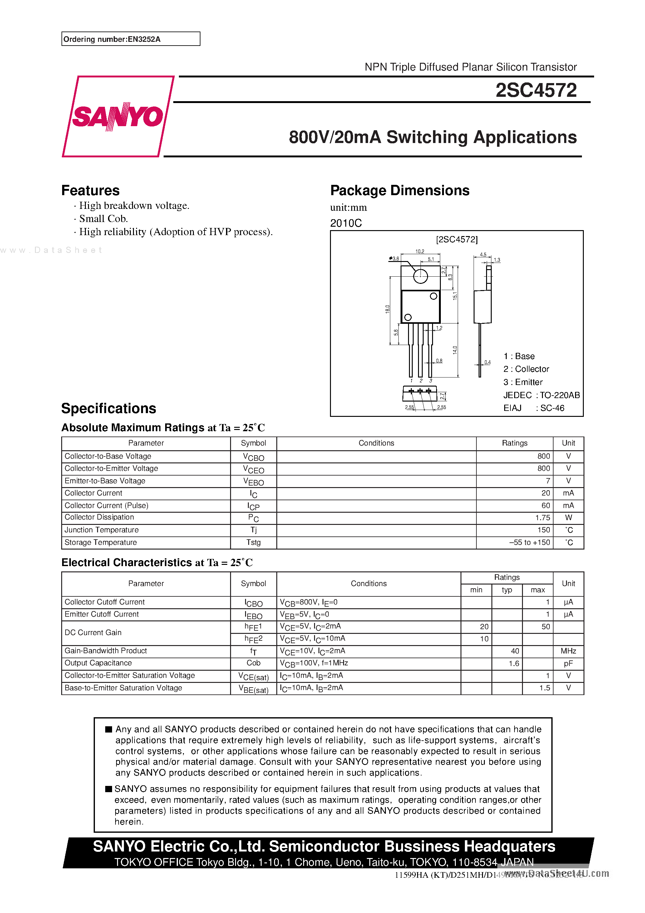 Datasheet C4572 - Search -----> 2SC4572 page 1