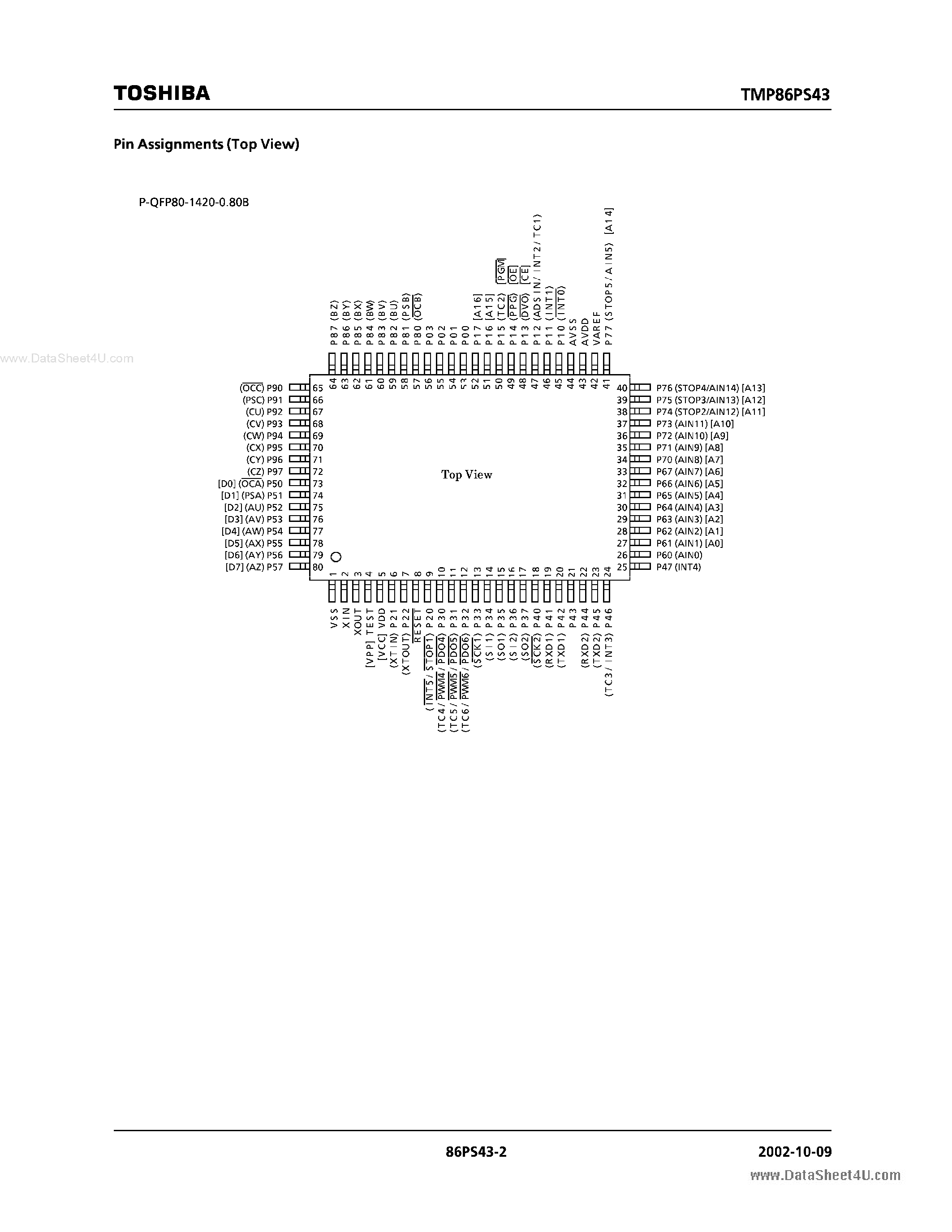 Datasheet TMP86PS43F - 8-Bit Microcontroller page 2