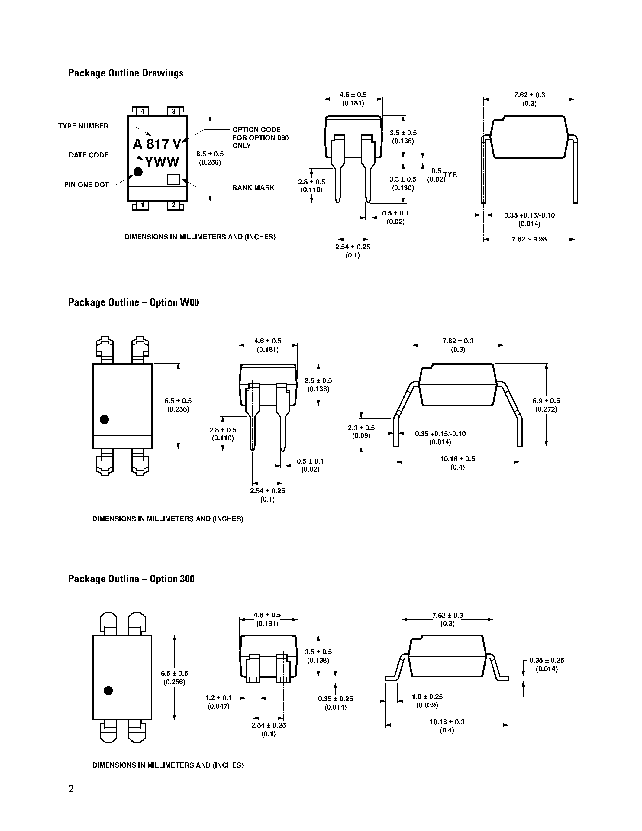 Datasheet HCPL817-300 - Phototransistor Optocoupler High Density Mounting Type page 2