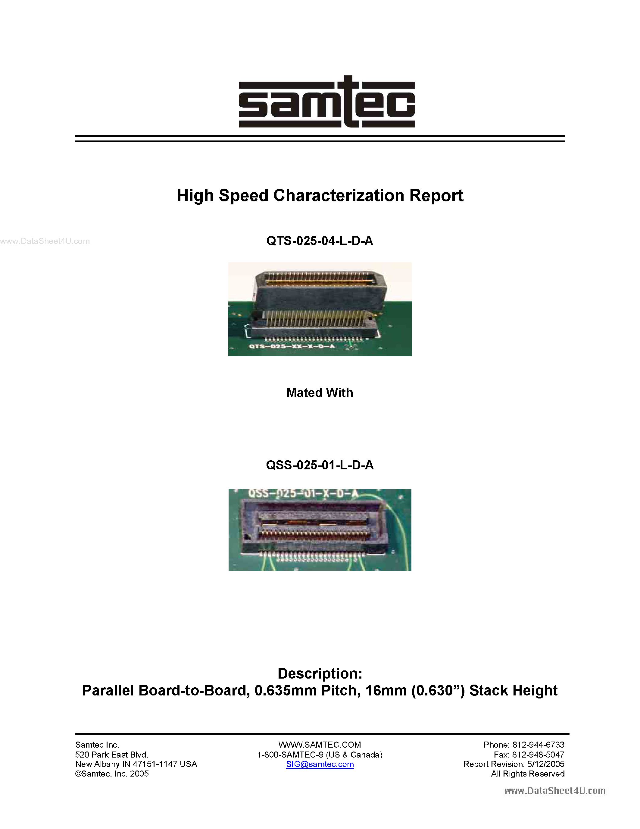 Datasheet QTS-025-04-L-D-A - High Speed Characterization page 1
