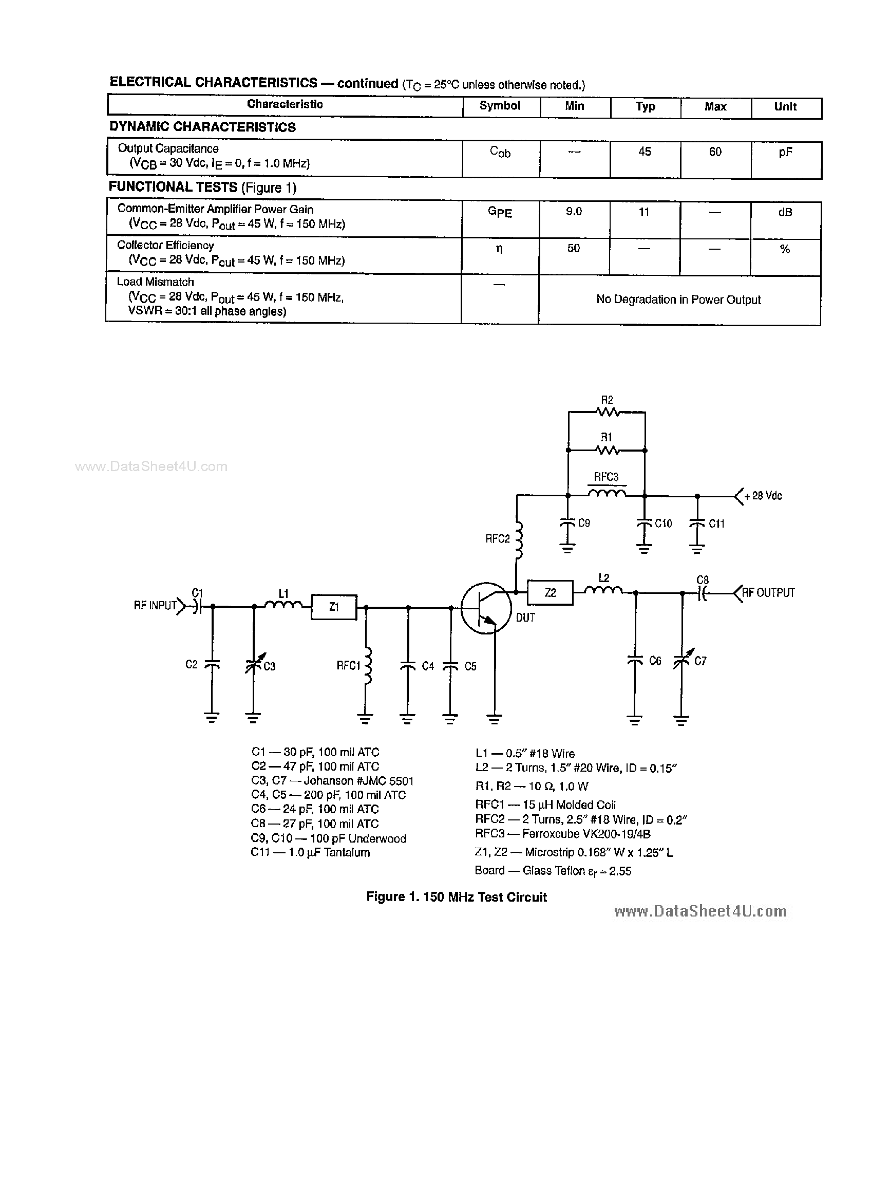 Datasheet MRF315 page 2 Datasheet MRF315 - NPN Silicon RF Power Transistors page 2