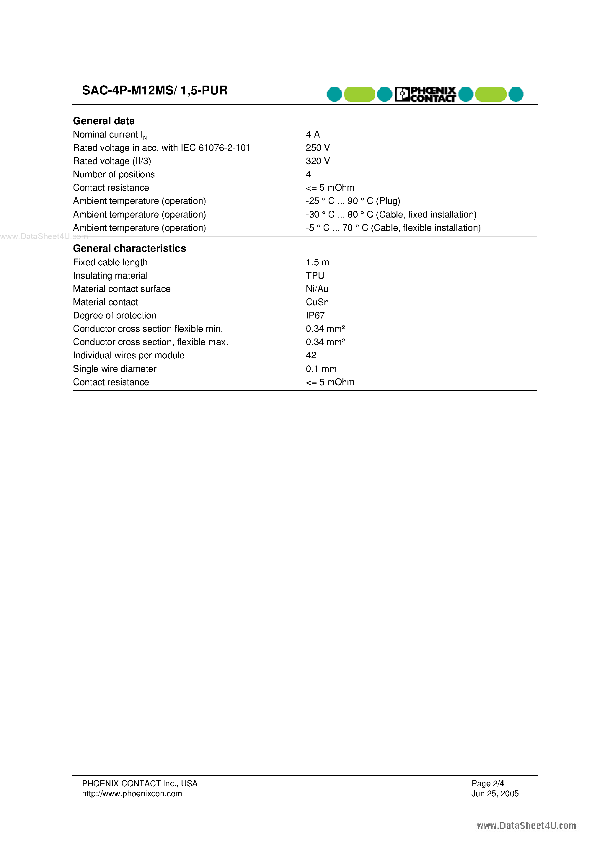 Даташит SAC-P-M12MS - Bus Cable страница 2