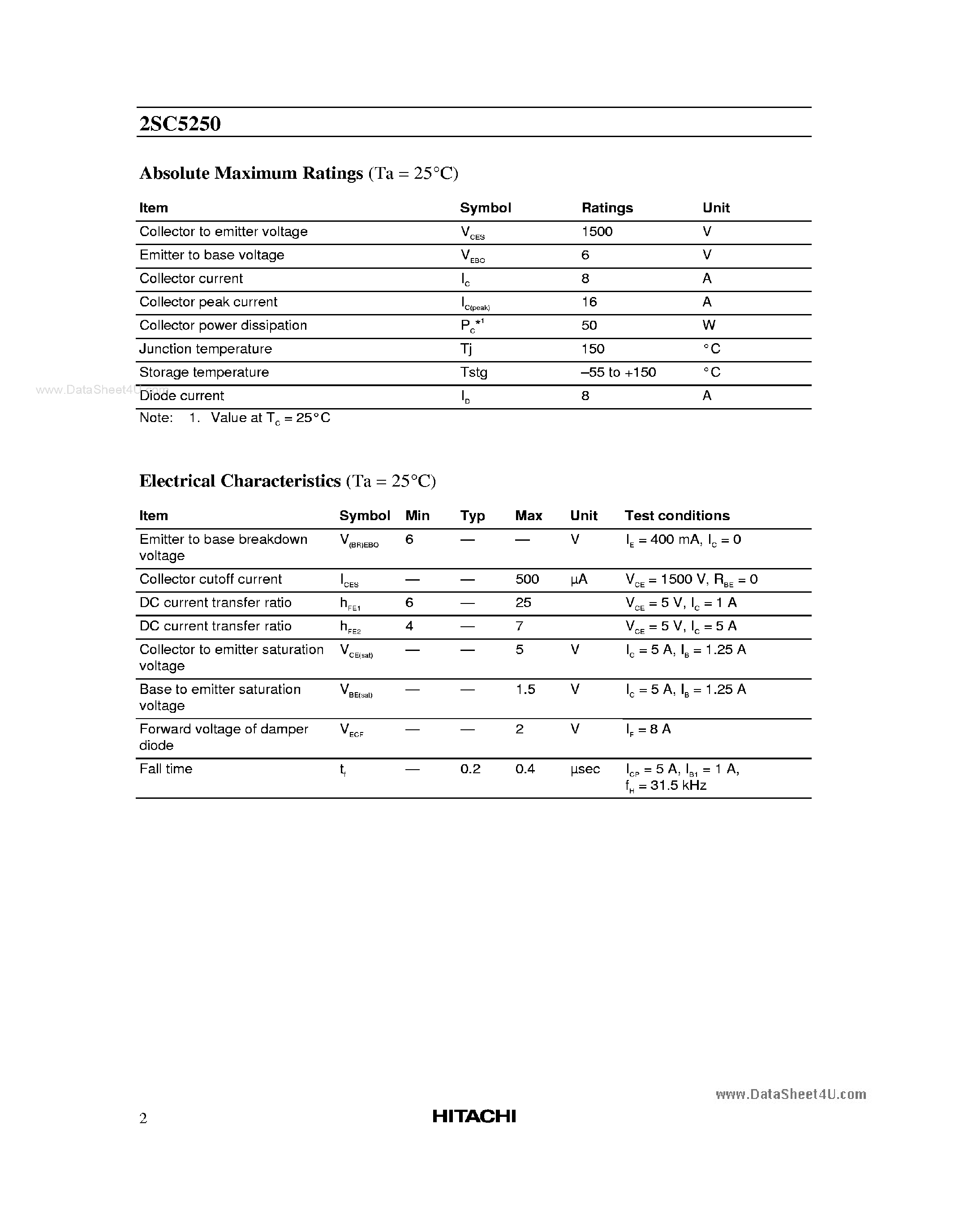 Даташит на микросхему C5250 страница 2 Даташит C5250 - Search -----> 2SC5250 страница 2