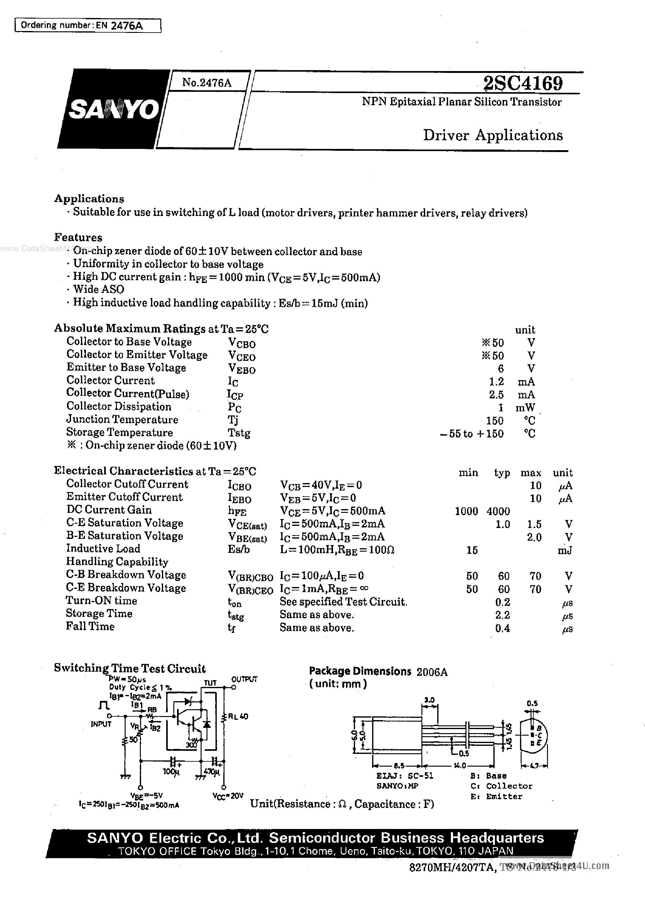 Datasheet C4169 page 1 Datasheet C4169 - Search -----> 2SC4169 page 1