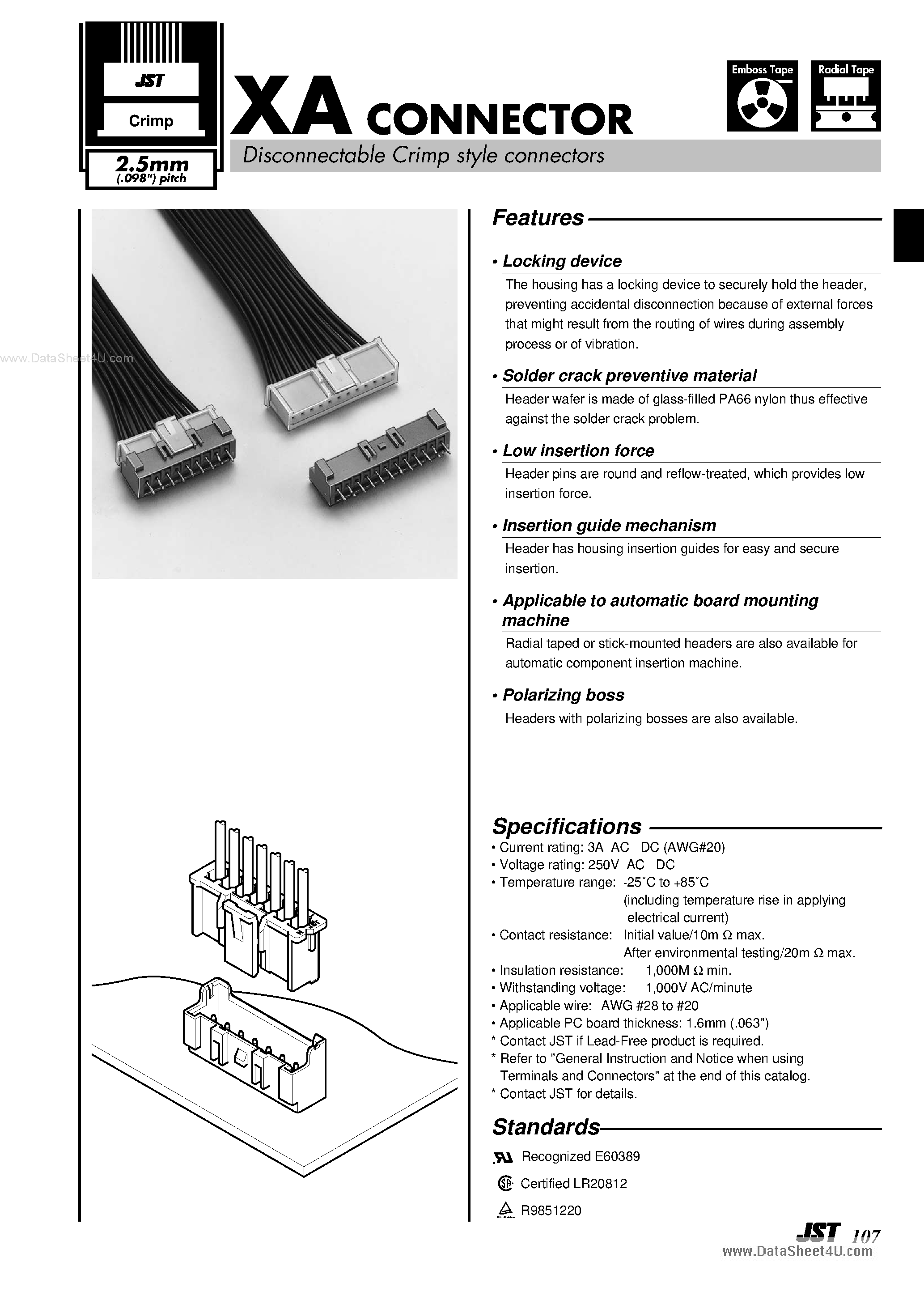 Даташит на микросхему XARP-xxV страница 1 Даташит XARP-xxV - XA Connector страница 1