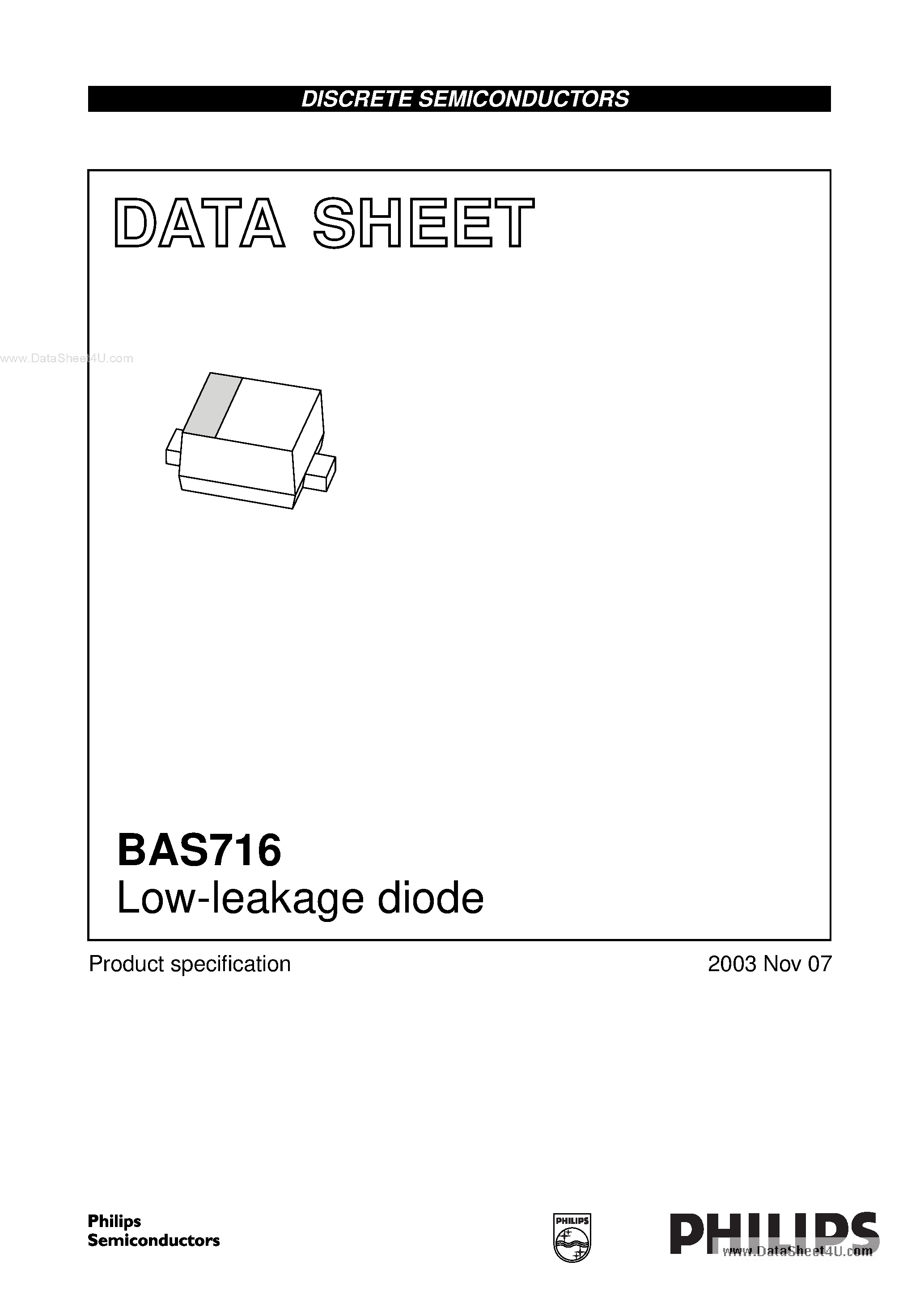 Datasheet BAS716 page 1 Datasheet BAS716 - Low-leakage diode page 1