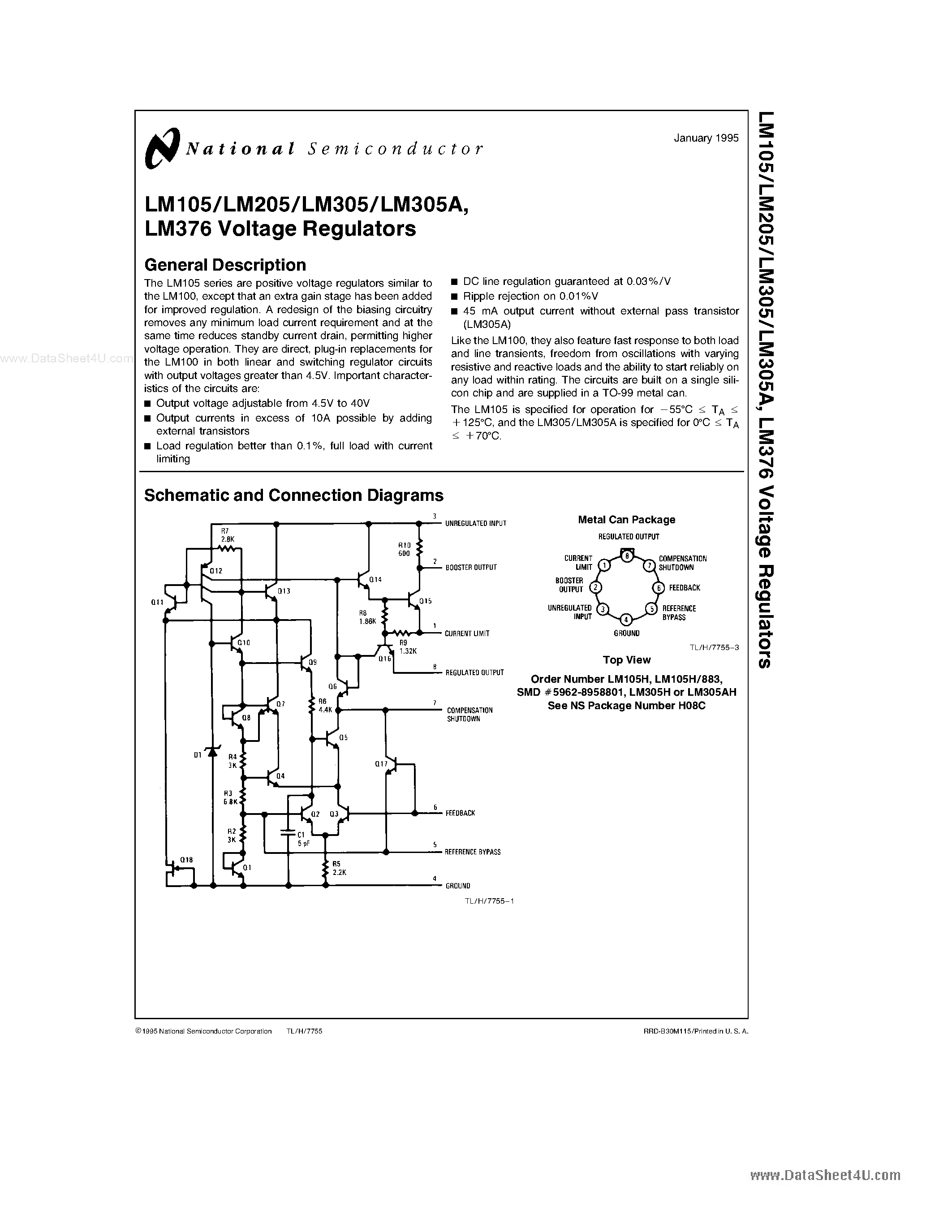 Datasheet LM376 - Voltage Regulators page 1