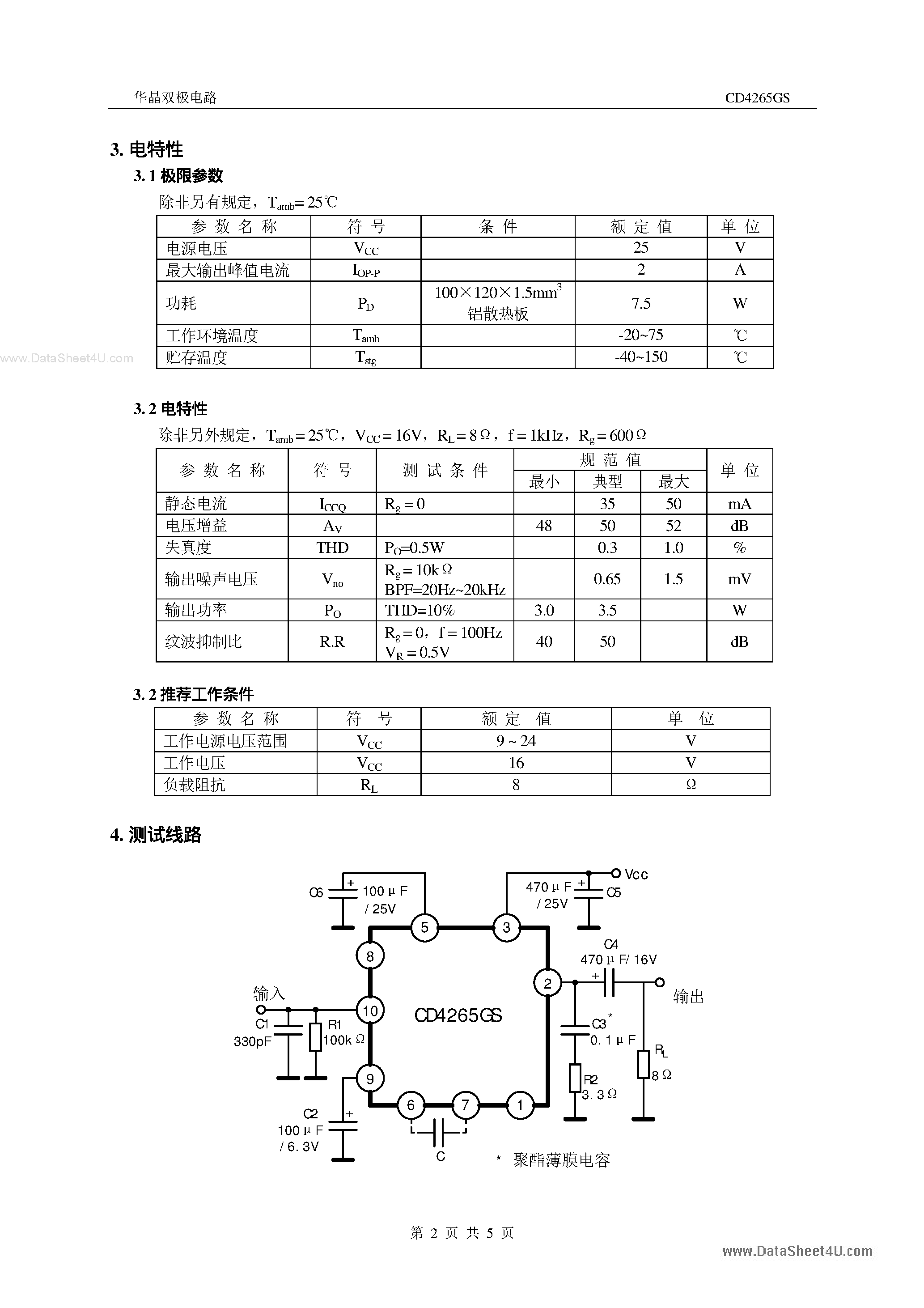 Даташит CD4265GS - 3.5W страница 2